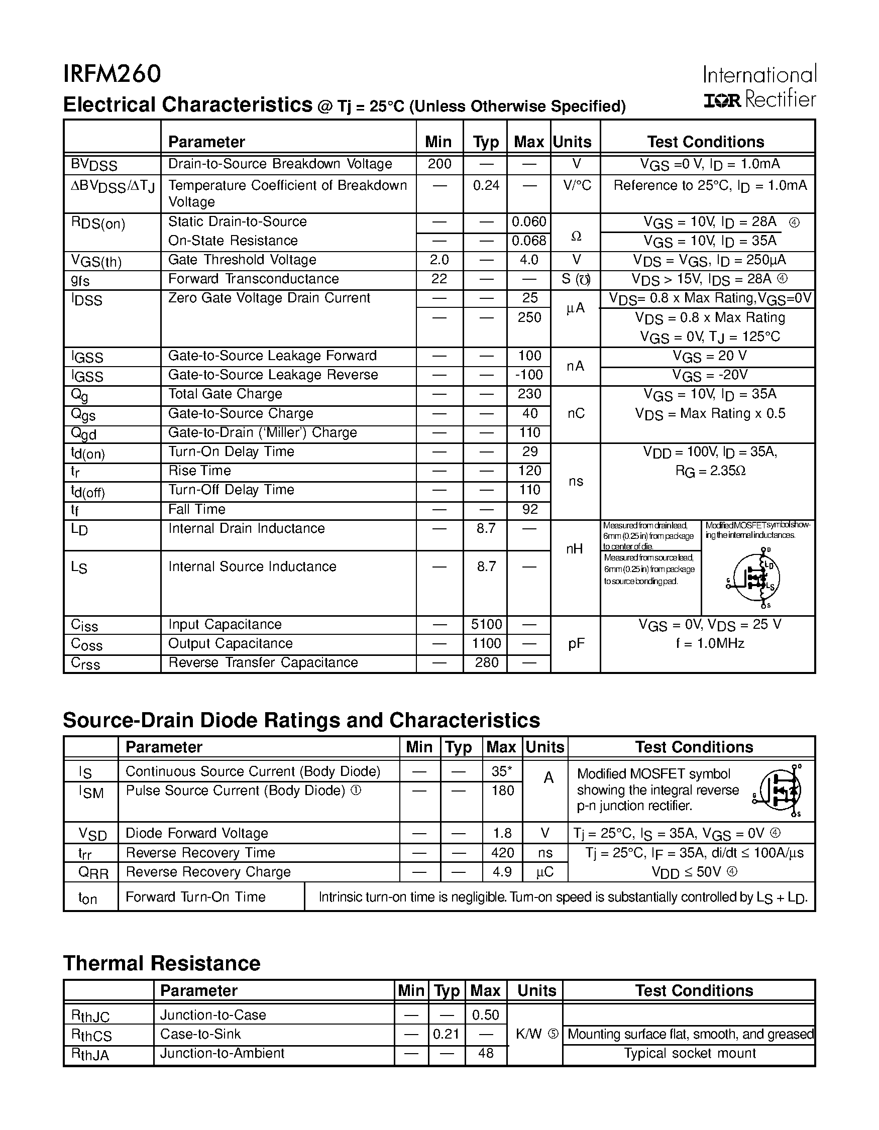 Datasheet IRFM260 - TRANSISTOR N-CHANNEL page 2