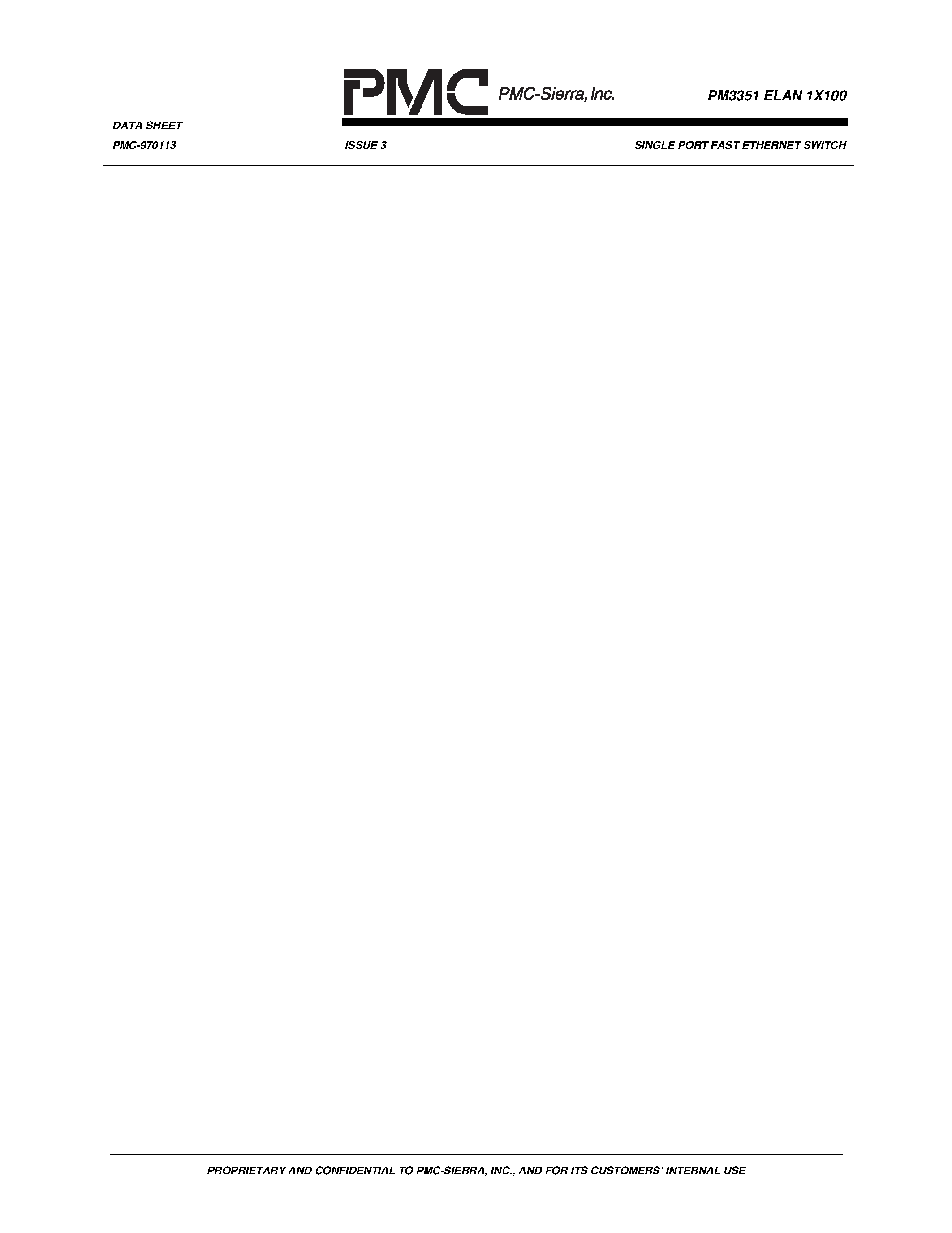 Datasheet PM3351 page 2 Datasheet PM3351 - SINGLE PORT FAST ETHERNET SWITCH page 2