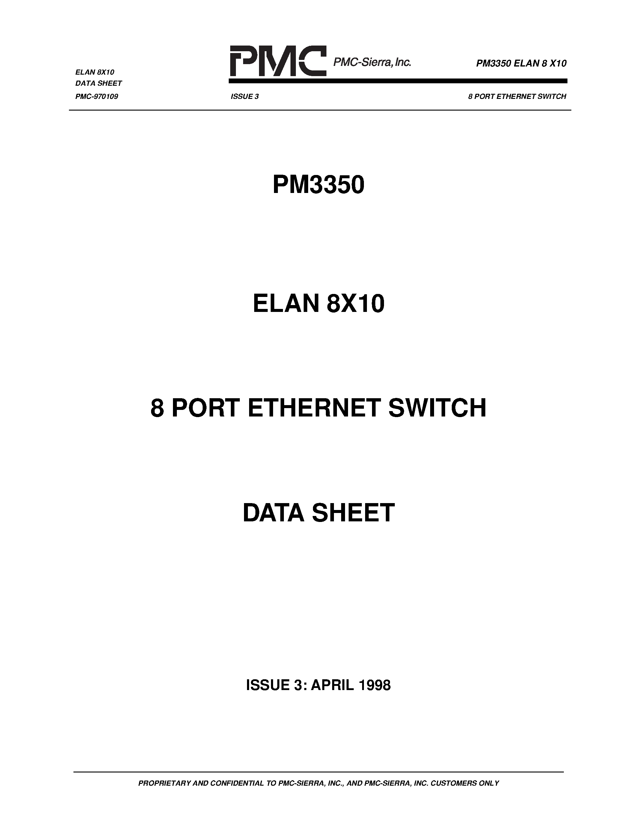 Даташит PM3350 - 8 PORT ETHERNET SWITCH страница 1