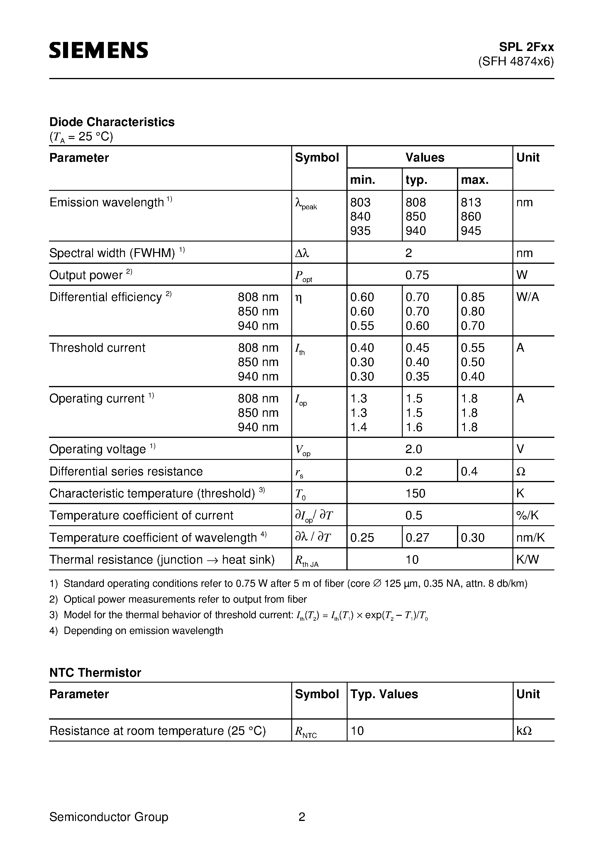 Даташит SPL2Fxx - Laser Diode in TO-220 Package with FC-connector 0.75 W cw Class 4 Laser Product страница 2