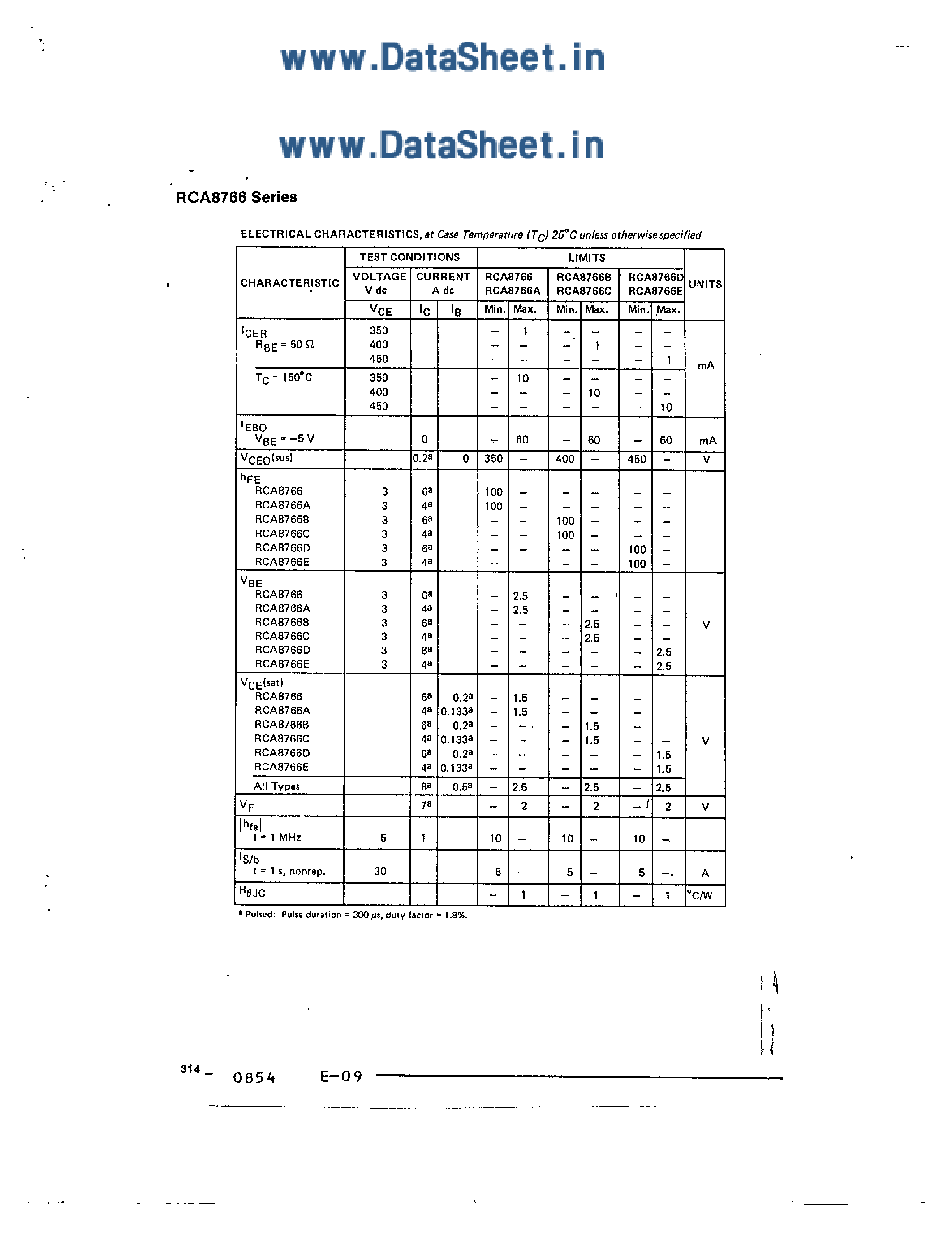 Даташит на микросхему RCA8766 страница 2 Даташит RCA8766 - 10-Ampere N-P-N Monolithic Darlington Power Transistors страница 2