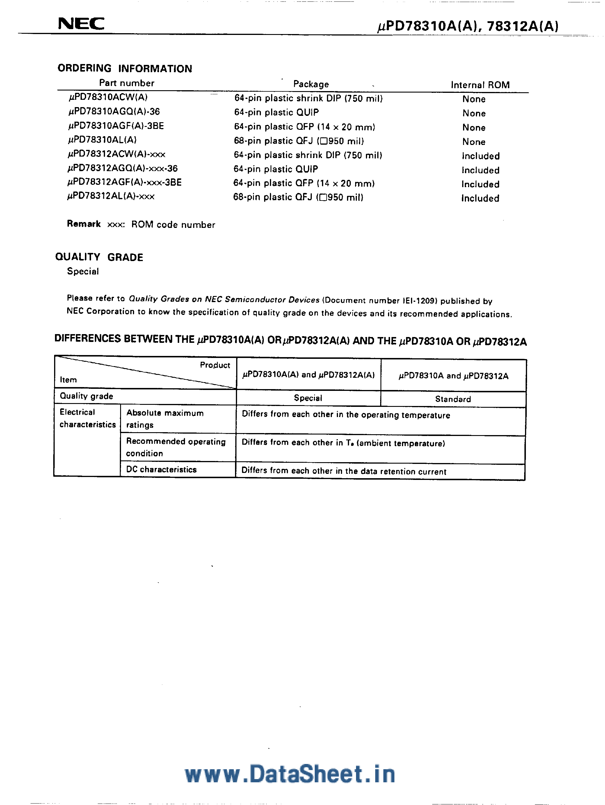 Даташит UPD78310A - (UPD78310A / UPD78312A) 8/16-Bit Single-Chip Microcomputers страница 2
