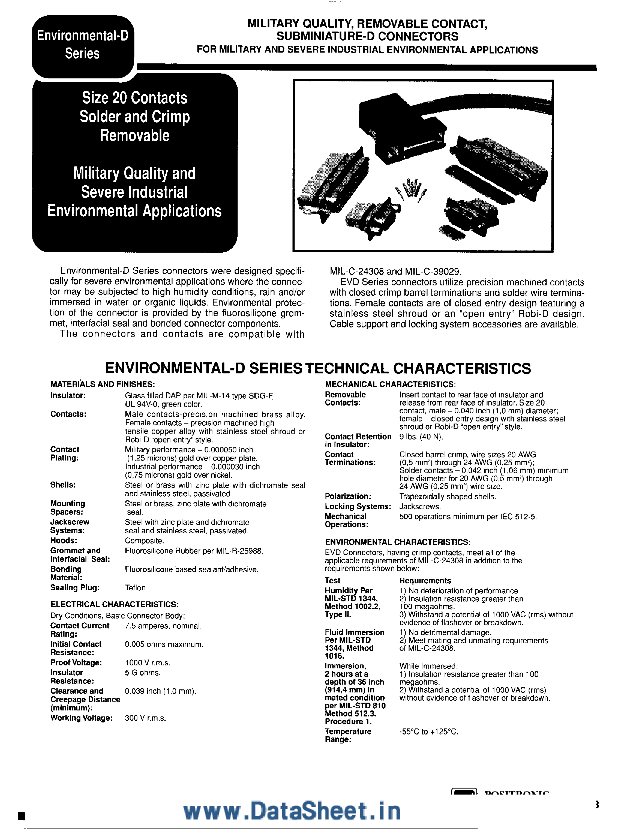 Datasheet EVDxxxx - Connector / D-Shell / Cable Mount page 2