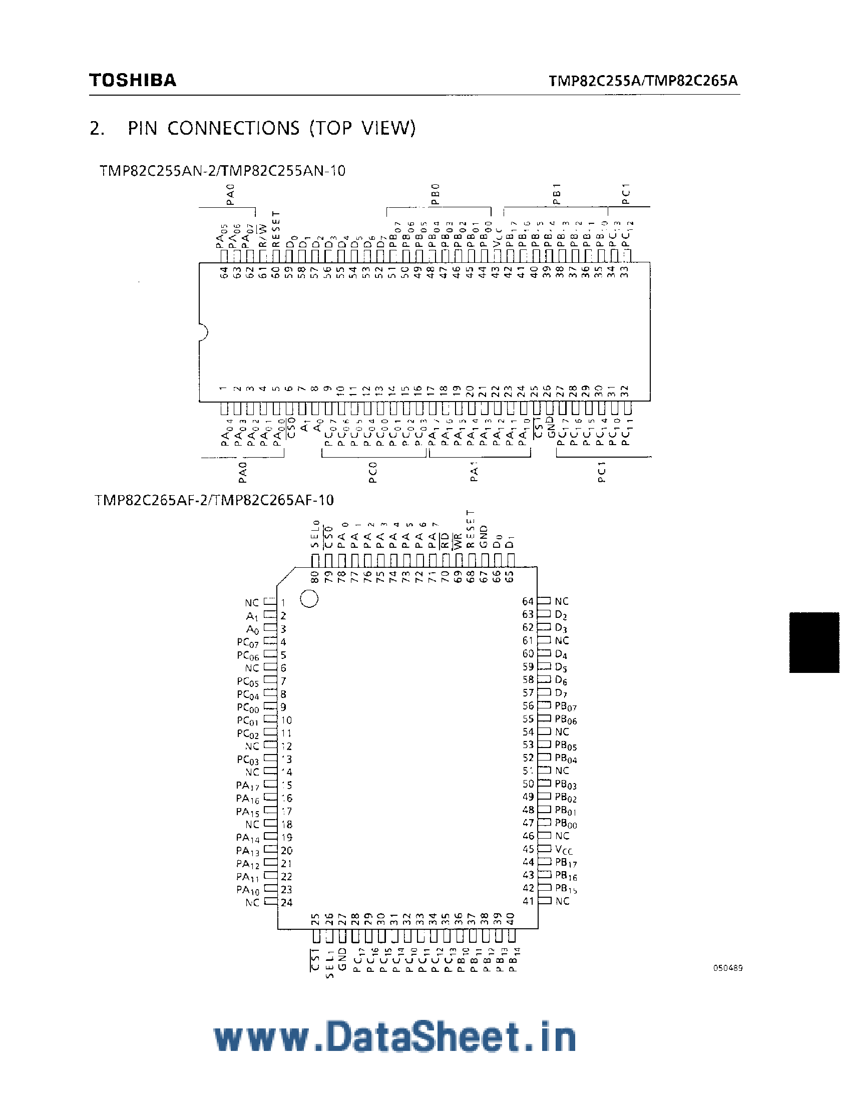 Datasheet TMP82C255A page 2 Datasheet TMP82C255A - (TMP82C255A / TMP82C265A) CMOS Programmable Peripheral Interface page 2