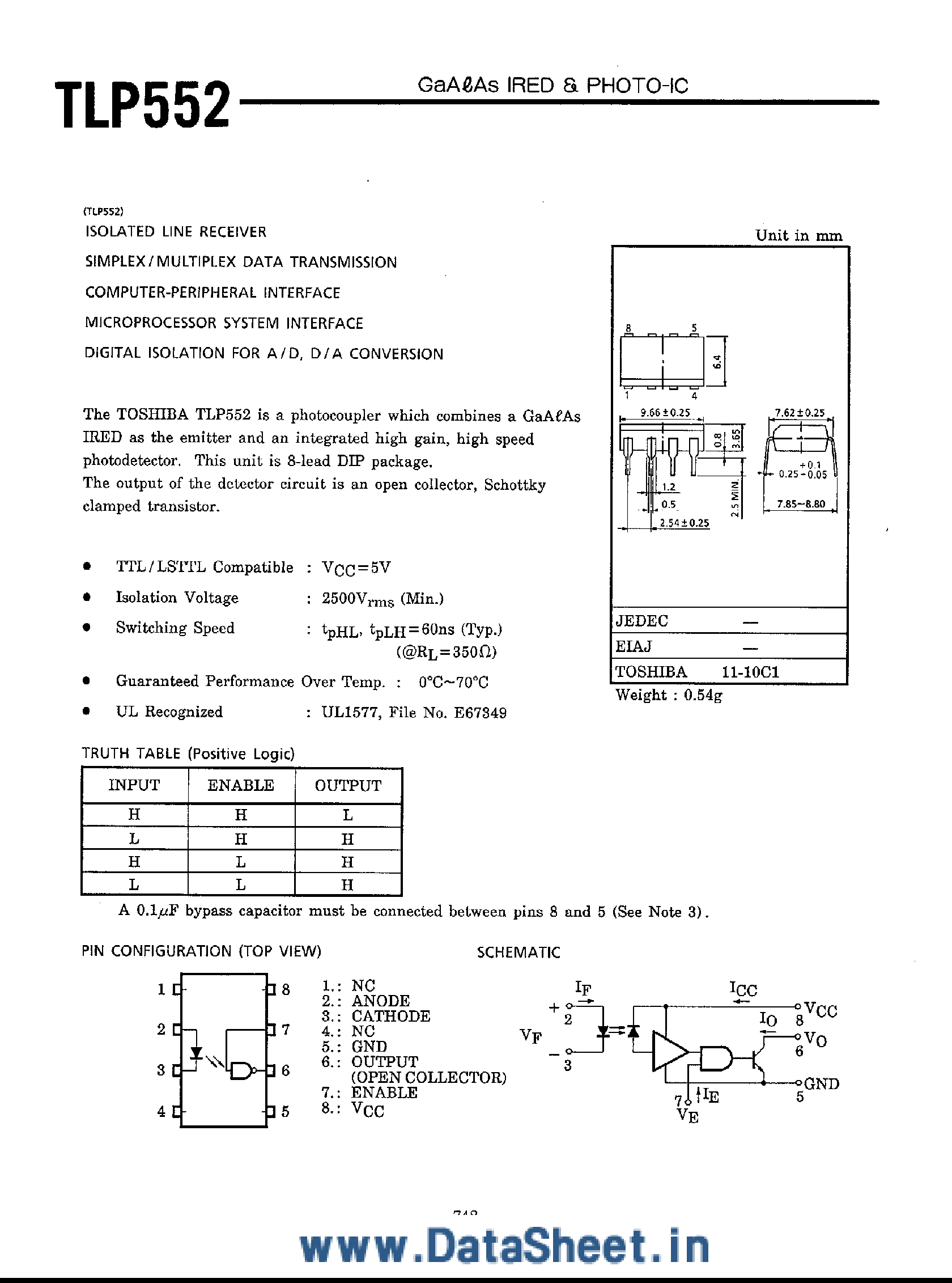 Даташит на микросхему TLP535 страница 2 Даташит TLP535 - TOSHIBA Photocoupler GaAs Ired & Photo Transistor страница 2