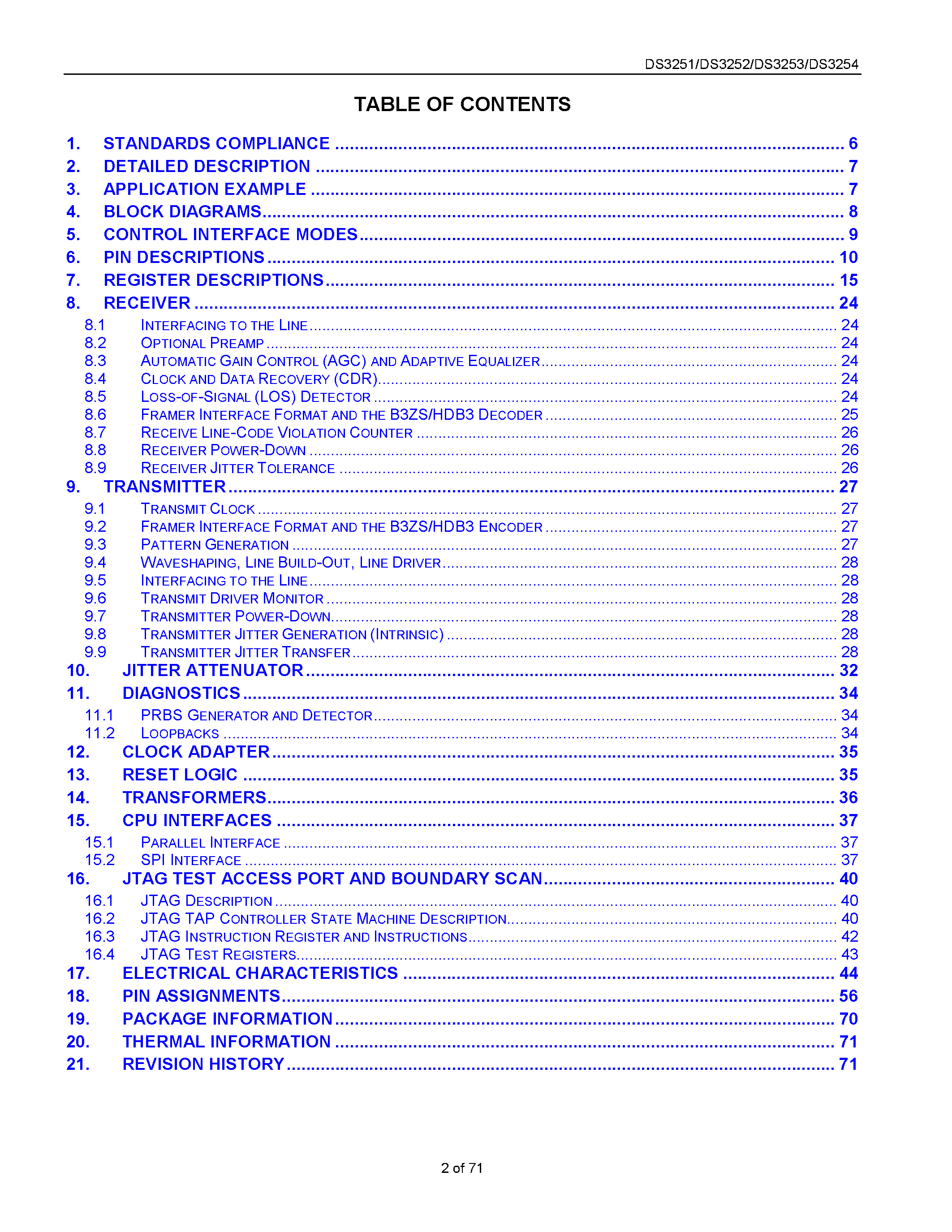 Даташит DS3252 - (DS3251 - DS3254) Single / Dual / Triple / Quad DS3/E3/STS-1 LIUs страница 2
