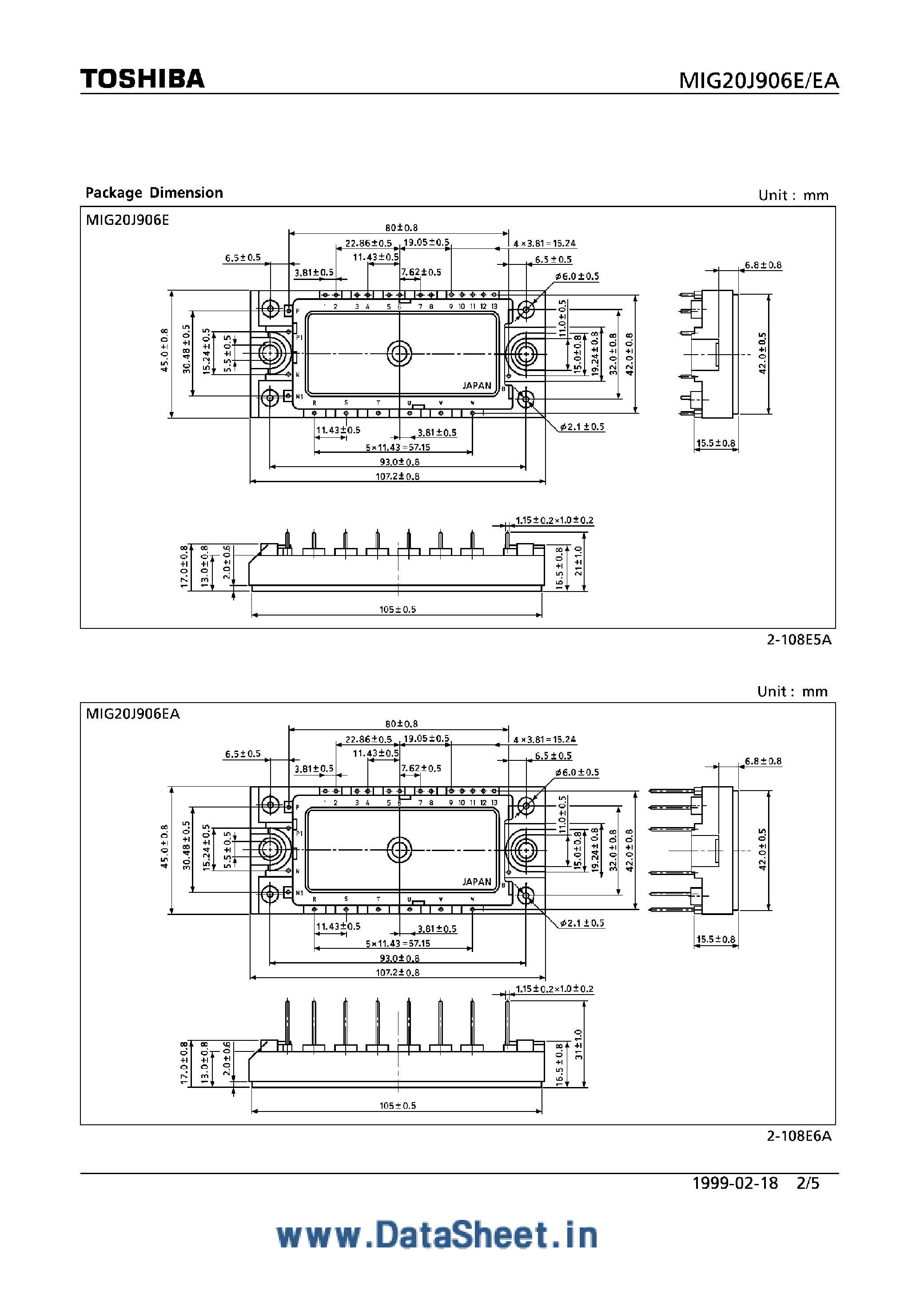 Datasheet MIG20J906E - Integrated IGBT Module Silicon N-Channel IGBT page 2