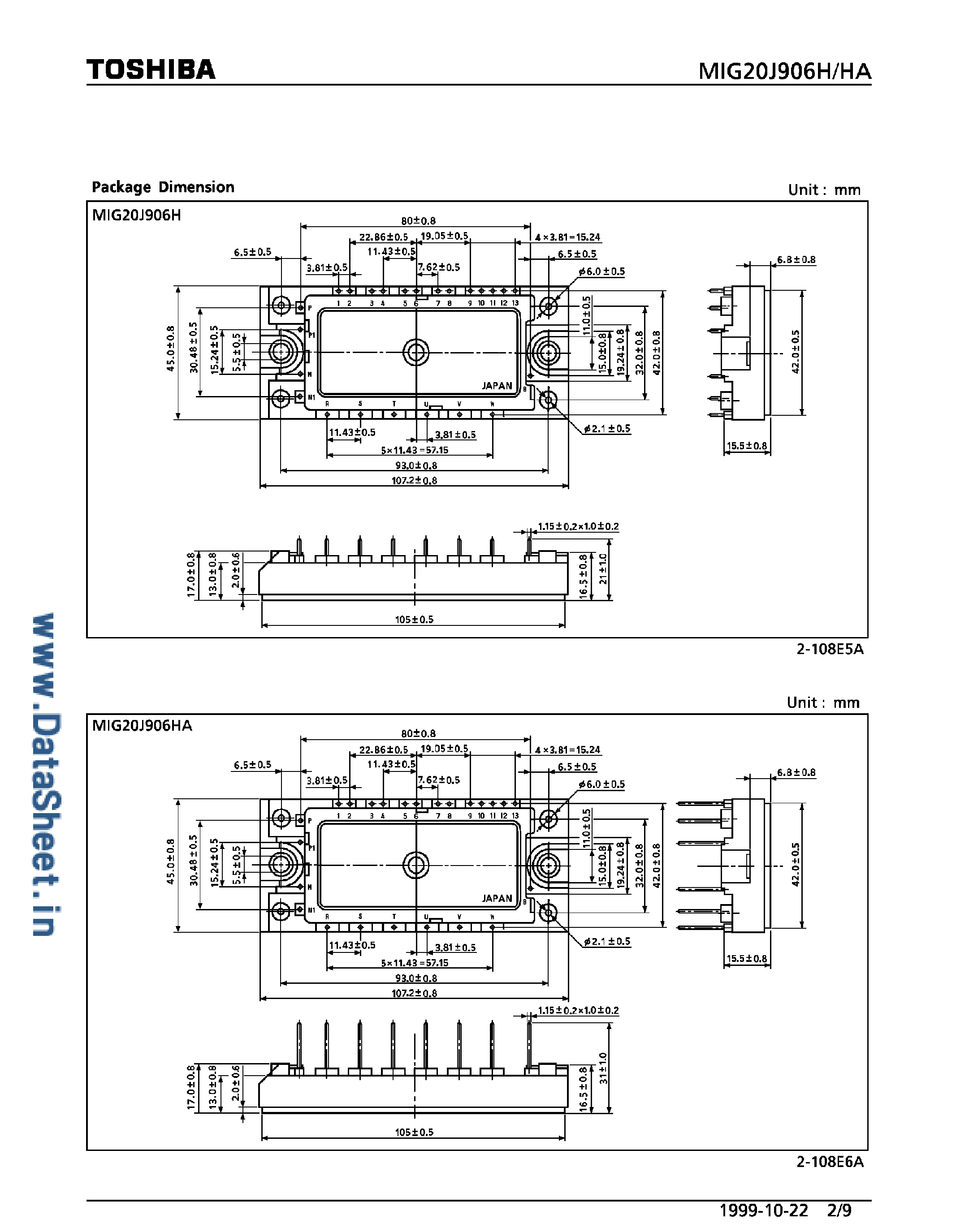 Datasheet MIG20J906H - Integrated IGBT Module Silicon N-Channel IGBT page 2
