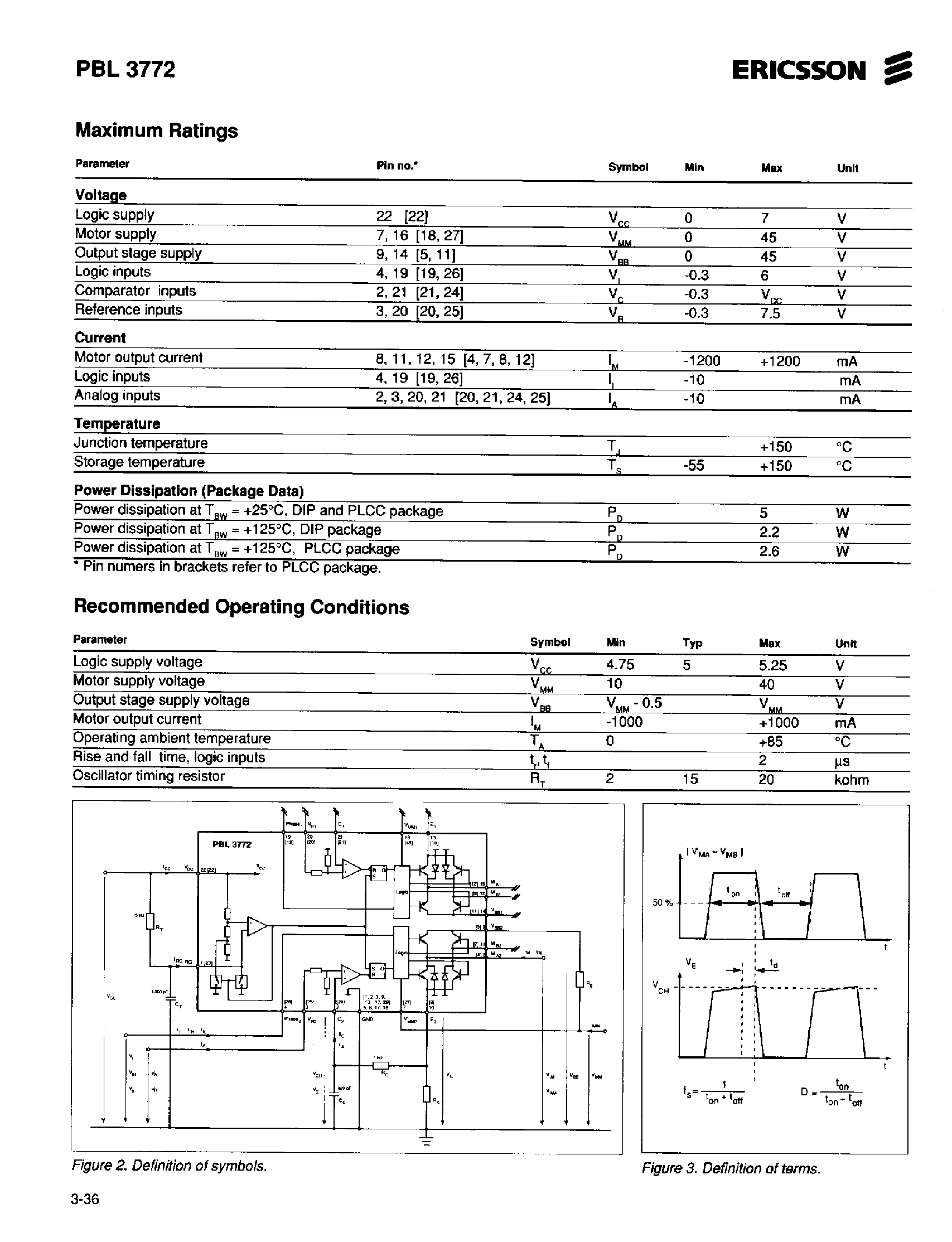 Даташит PBL3772 - DUAL STEPPER MOTOR DRIVER страница 2