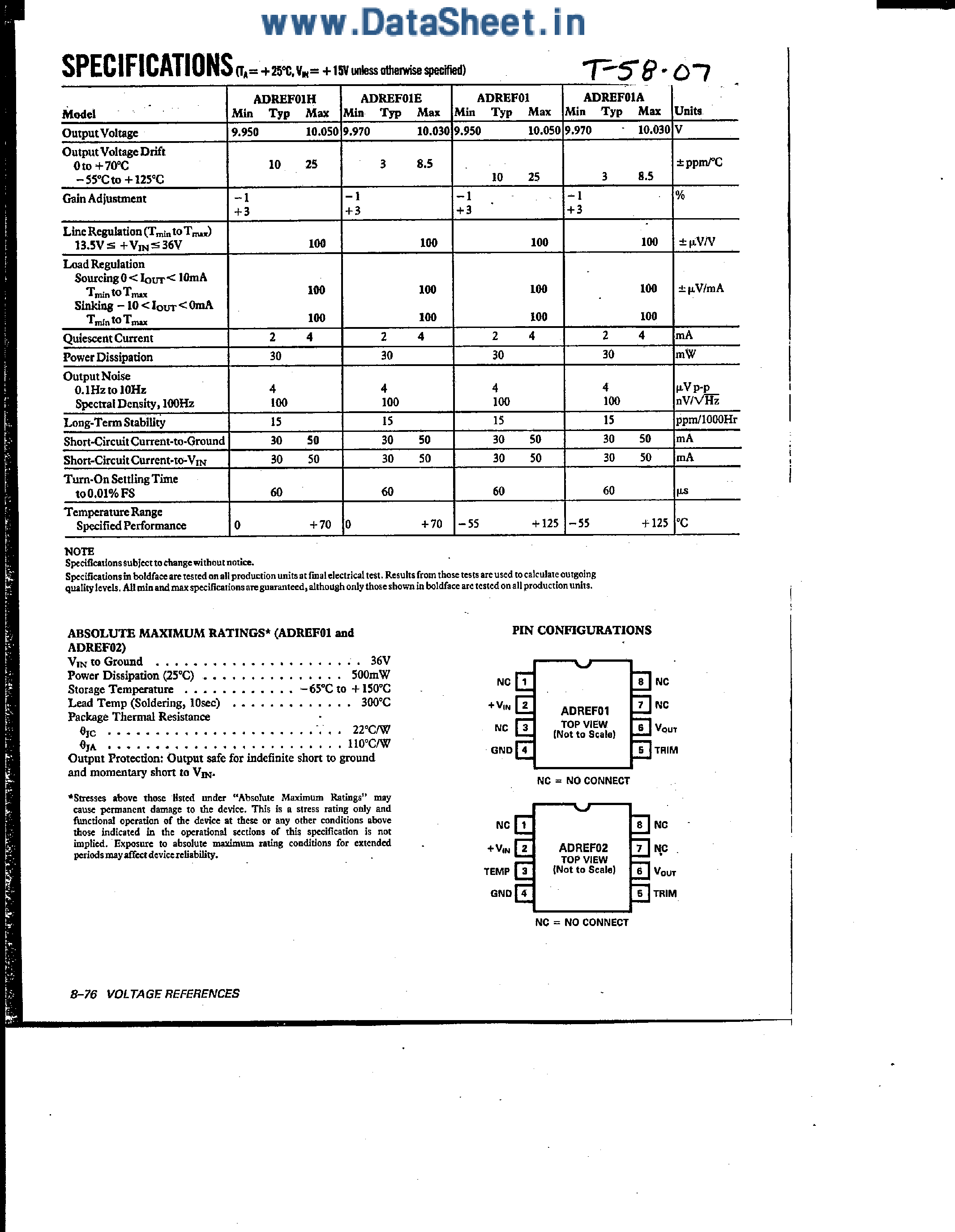 Даташит на микросхему ADREF01 страница 2 Даташит ADREF01 - (ADREF01 / ADREF02) 10 + 5 Volt Reference страница 2