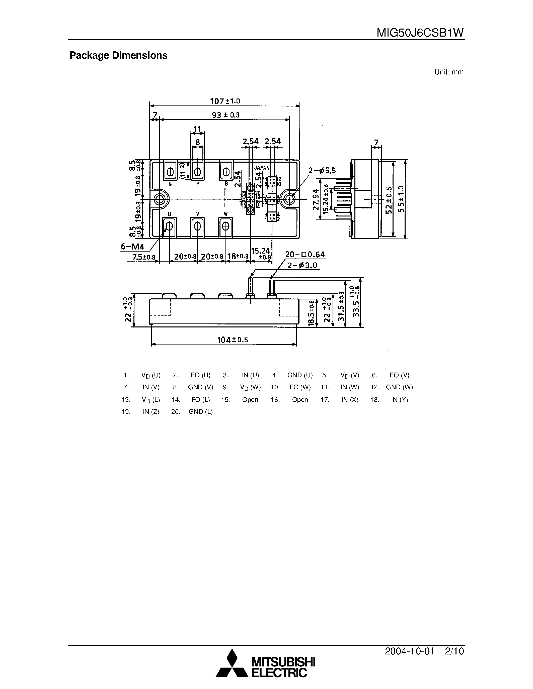 Datasheet MIG50J6CSB1W page 2 Datasheet MIG50J6CSB1W - High Power Switching Applications Motor Control Applications page 2