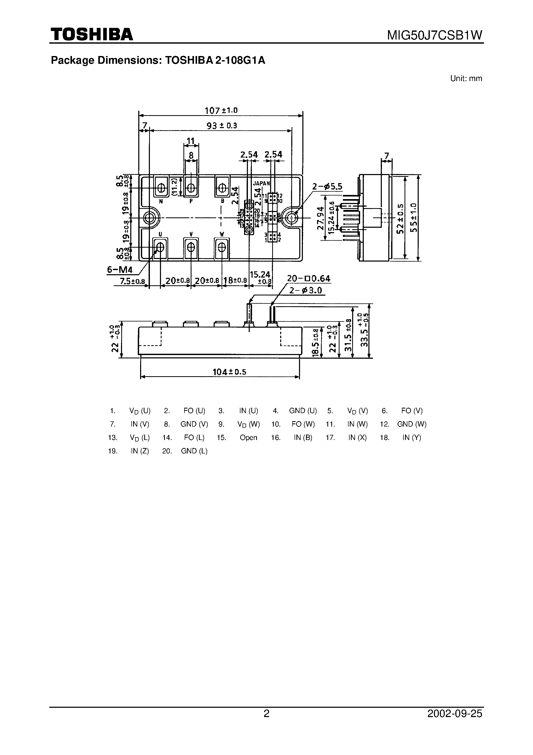 Datasheet MIG50J7CSB1W - TOSHIBA Intelligent Power Module Silicon N Channel IGBT page 2