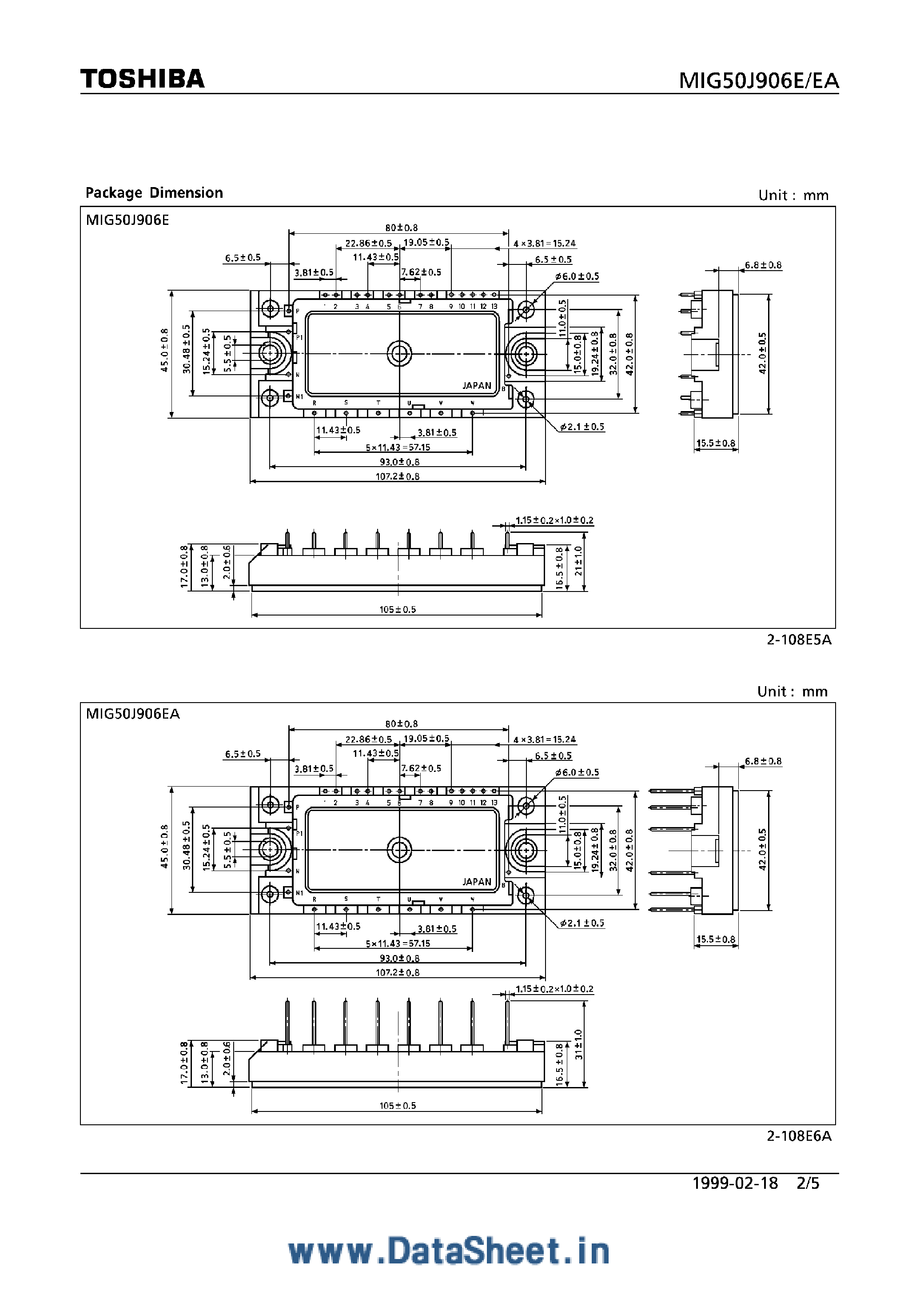 Datasheet MIG50J906E - Integrated IGBT Module Silicon N-Channel IGBT page 2