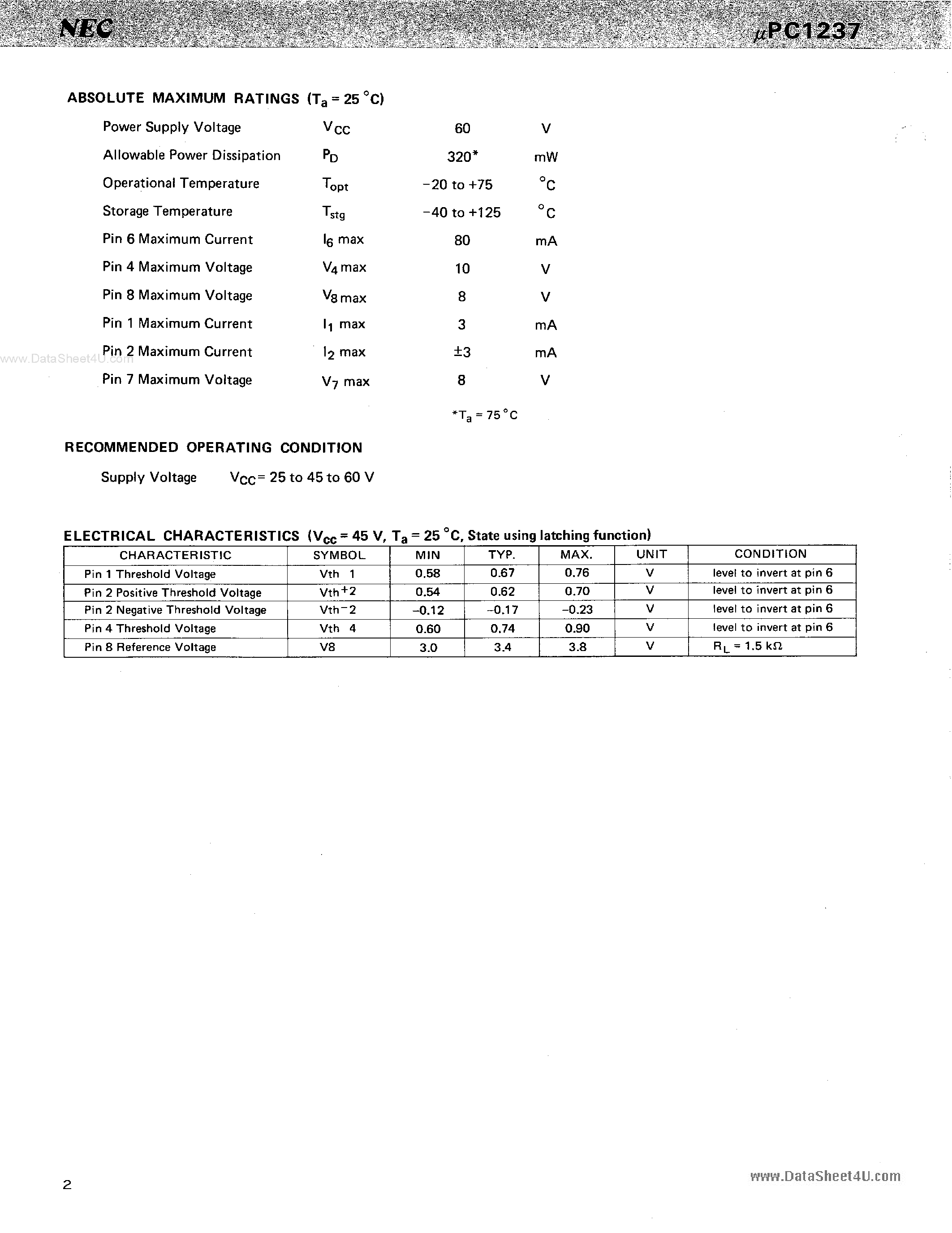 Даташит на микросхему C1237HA страница 2 Даташит C1237HA - Search -----> UPC1237 страница 2