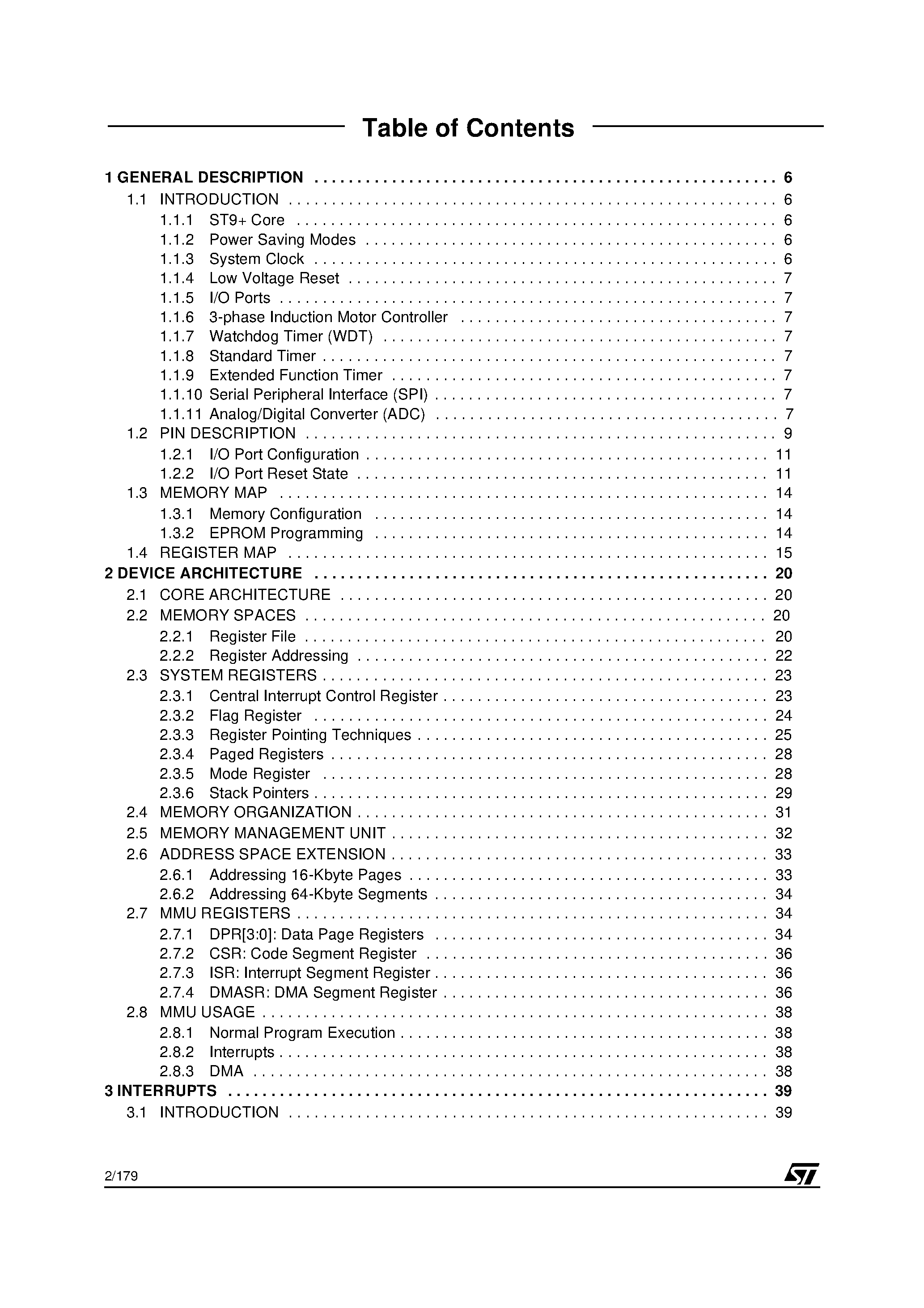 Даташит ST92141 - 8/16-BIT MCU FOR 3-PHASE AC MOTOR CONTROL страница 2