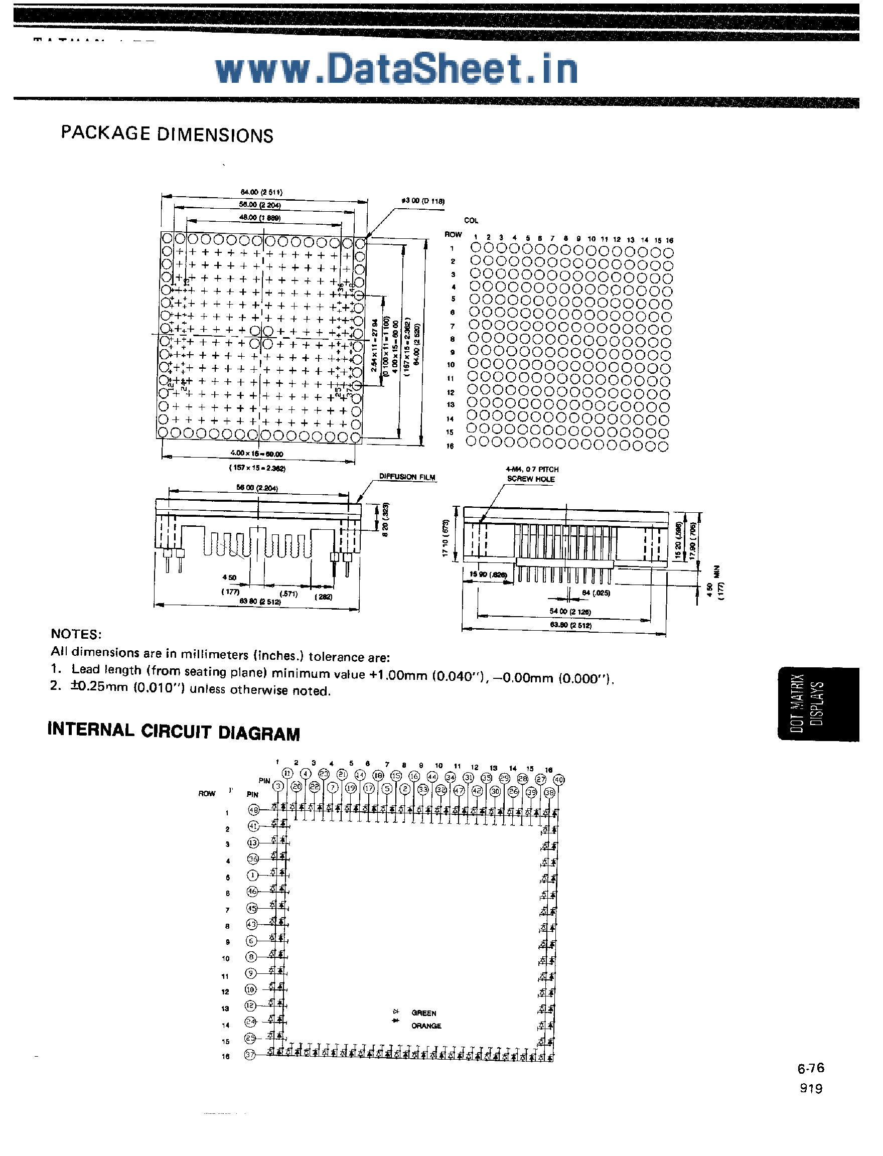 Даташит LTP-251FFA - 16 x 16 Multicolor Dot Matrix Display страница 2