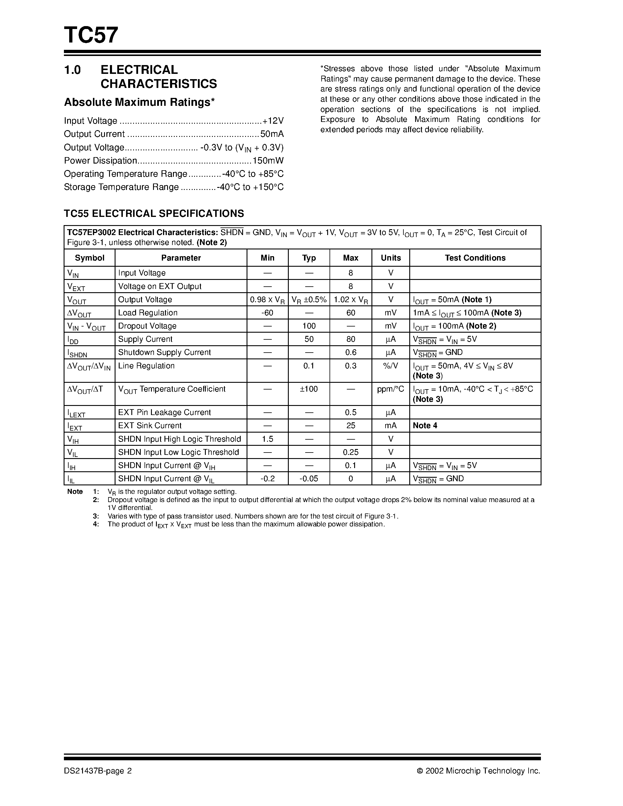Datasheet TC572502 - (TC572502/3002/3302) Line Regulator Controller page 2