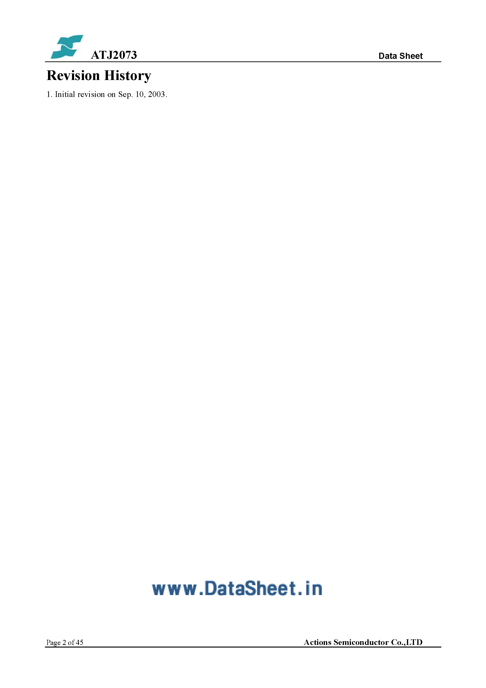 Даташит ATJ2073 - Stereo/Audio IC страница 2