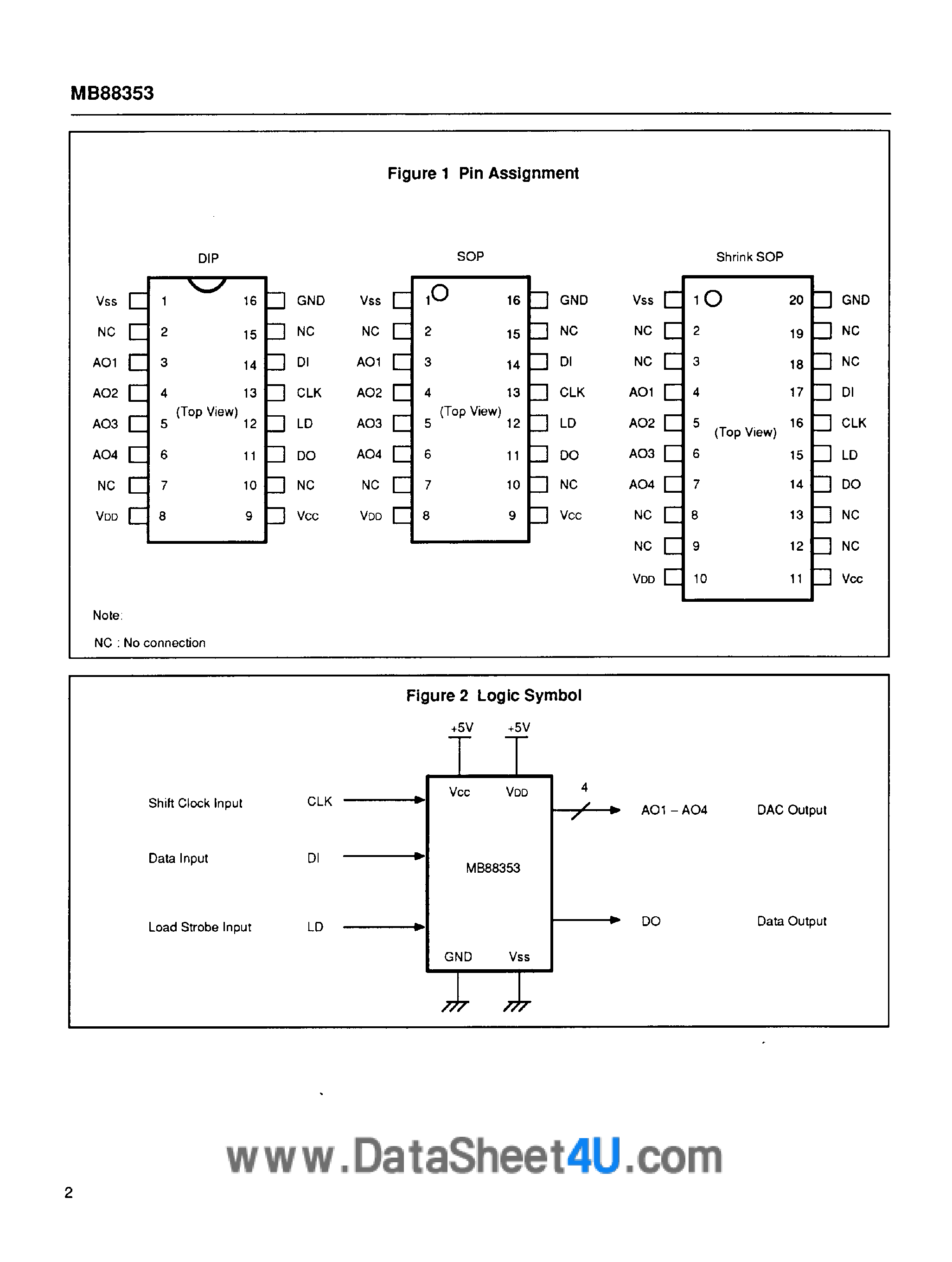 Даташит на микросхему MB88353 страница 2 Даташит MB88353 - R-2R Type 12-Bit D/A Converter страница 2