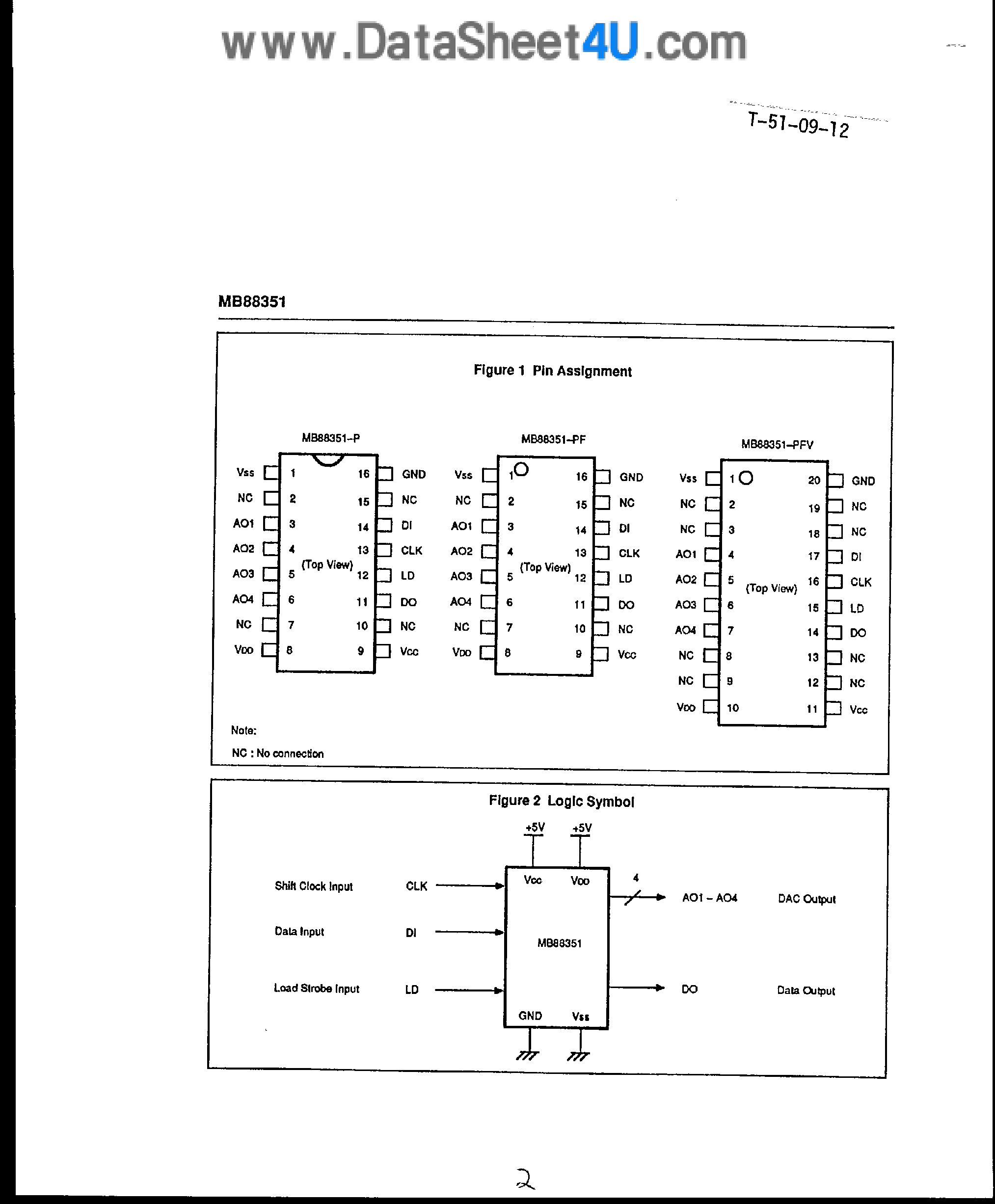 Даташит на микросхему MB88351 страница 2 Даташит MB88351 - R-2R Type 12-Bit D/A Converter страница 2