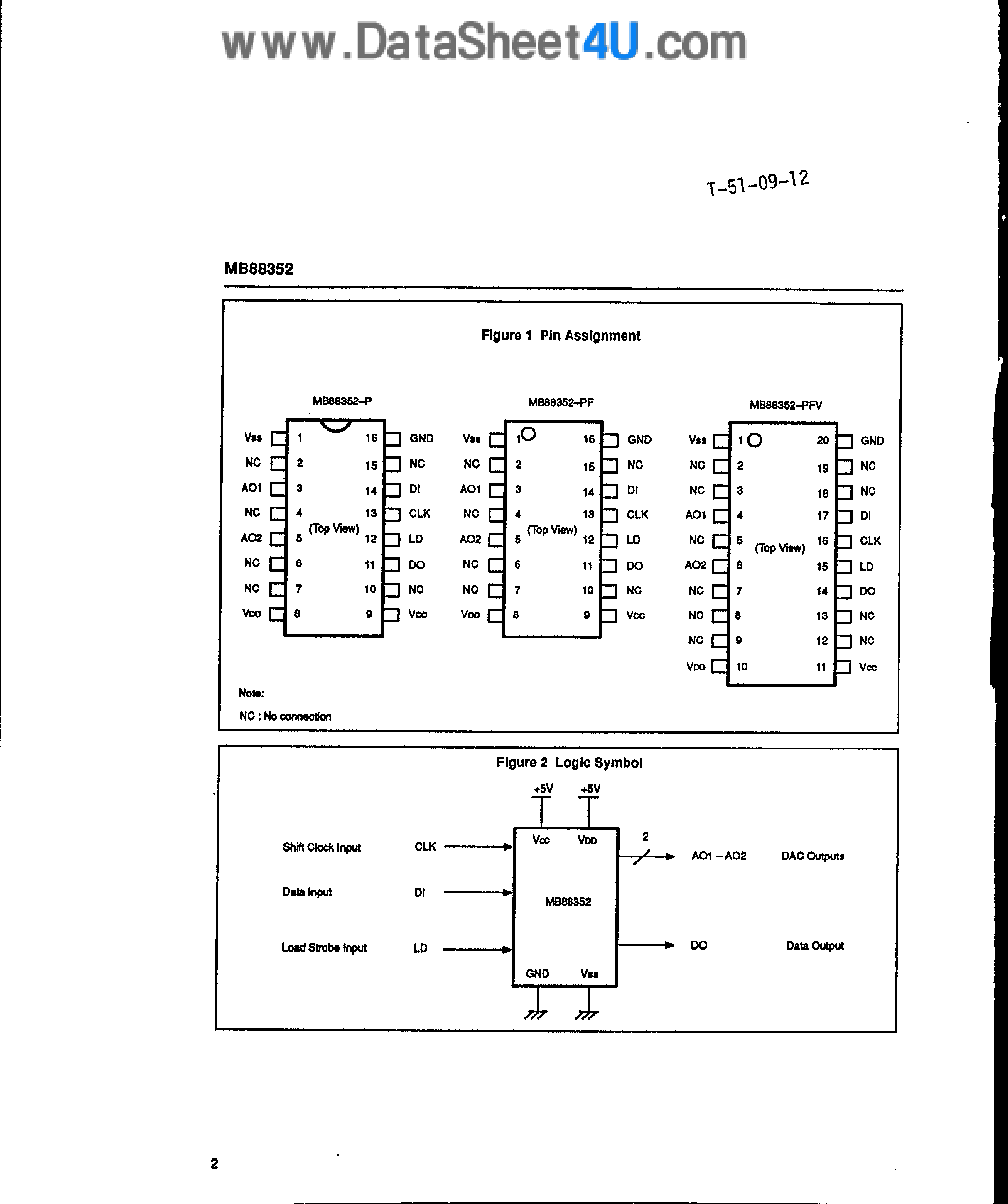 Даташит на микросхему MB88352 страница 2 Даташит MB88352 - R-2R Type 12-Bit D/A Converter страница 2