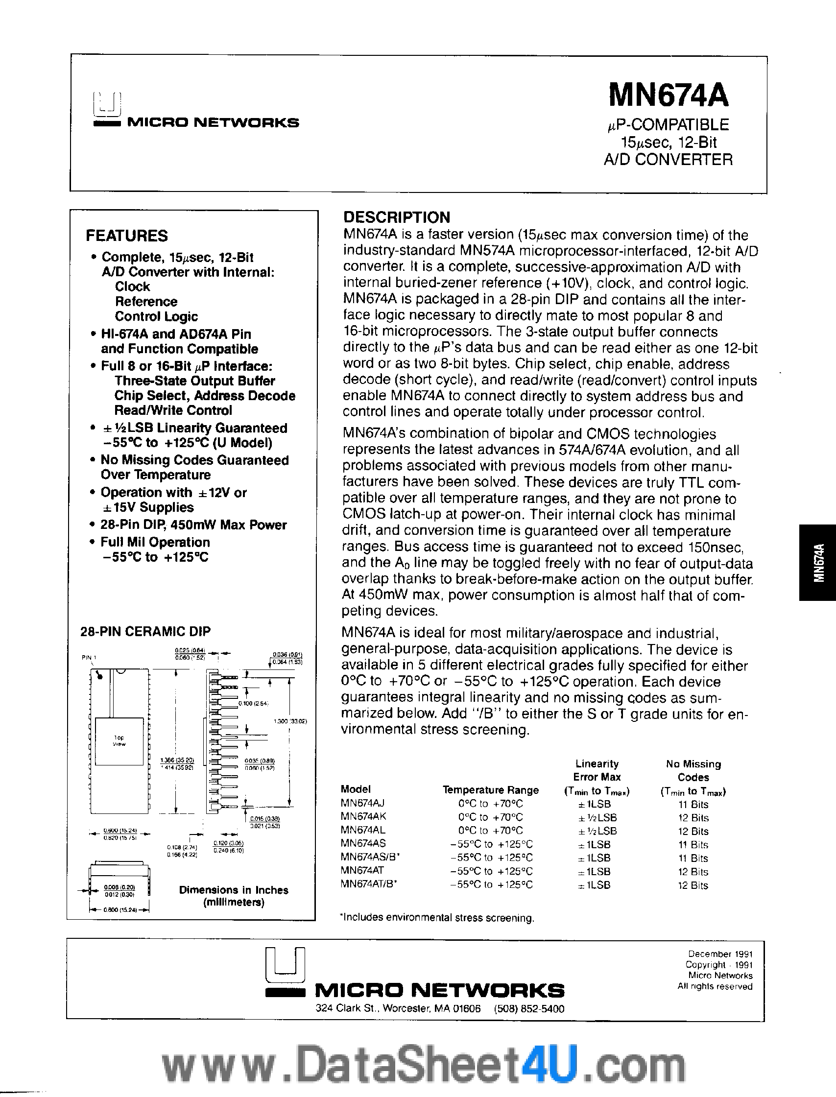 Даташит MN674A - A/D Converter страница 1