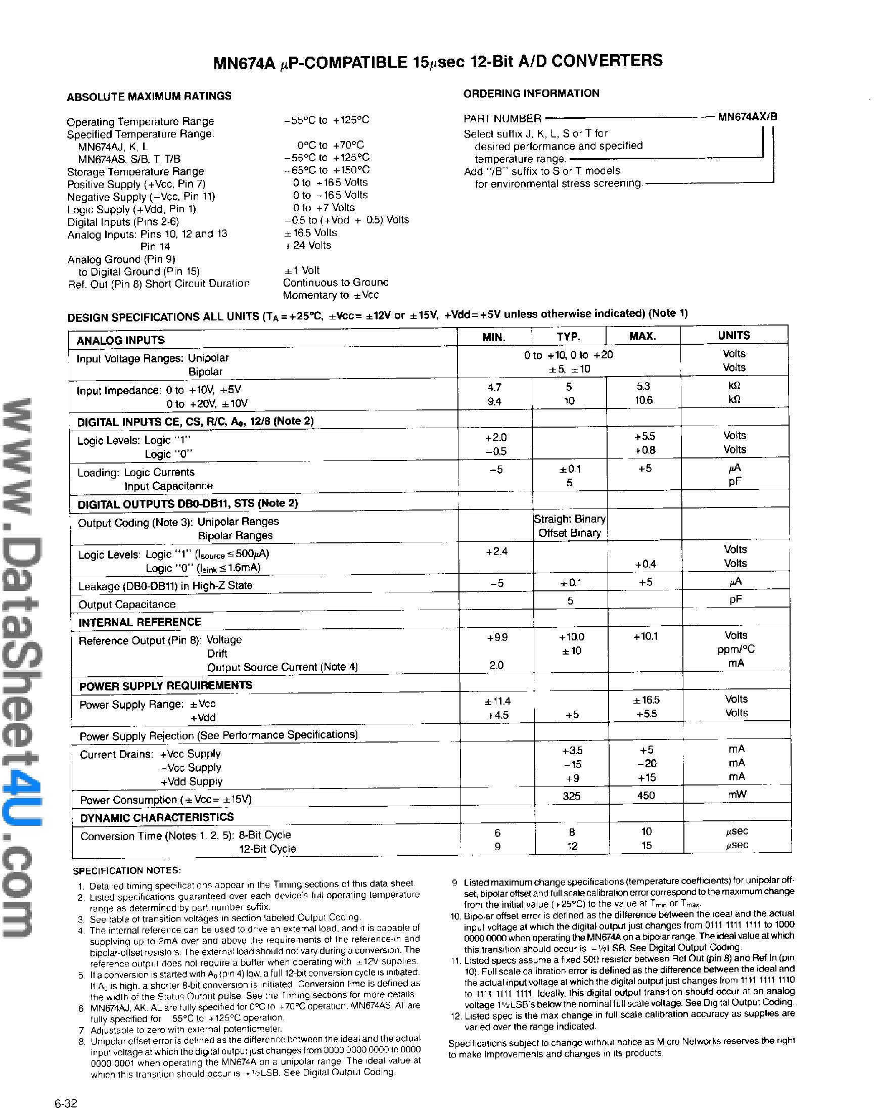 Даташит MN674A - A/D Converter страница 2