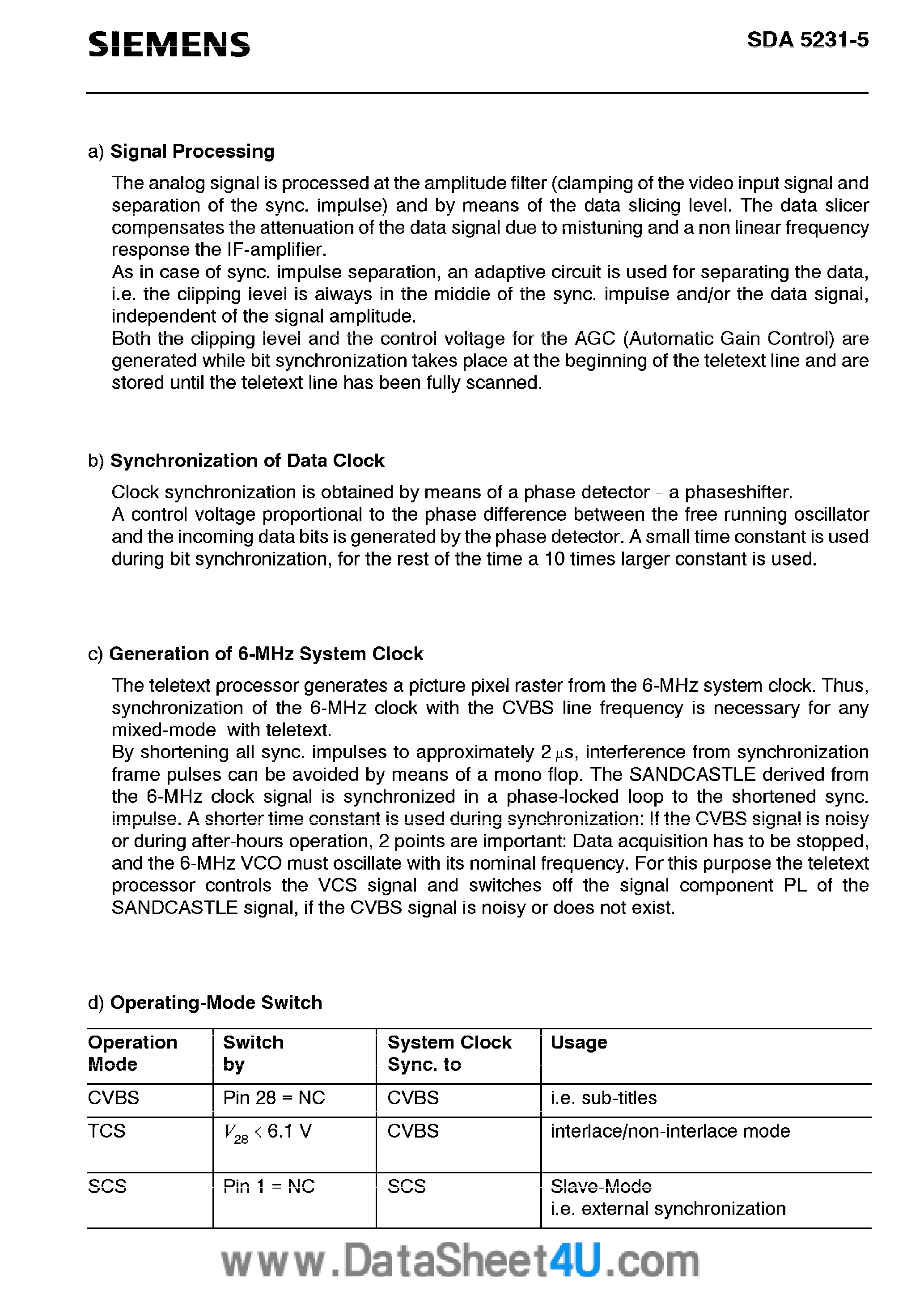 Datasheet SDA5231-5 - Data Slicer for Teletext page 2