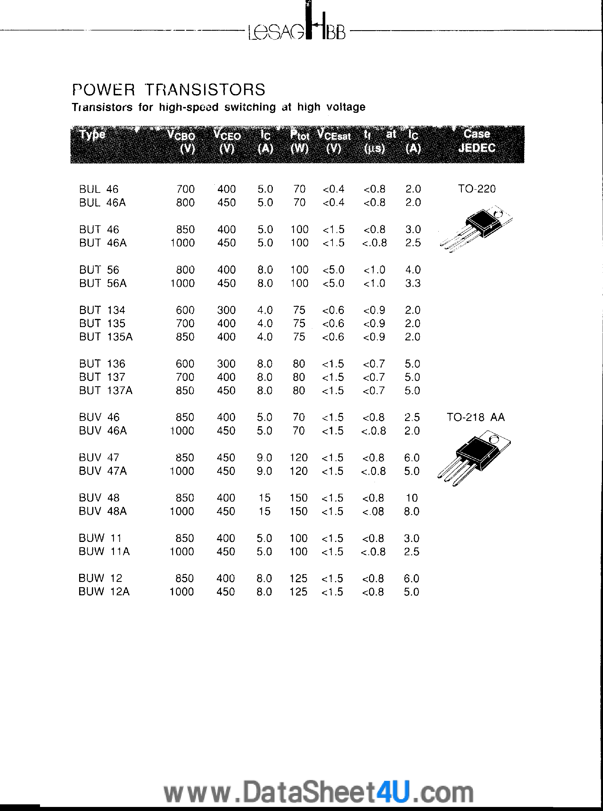 Даташит BUT134 - (BUTxxx) Power Transistors страница 1