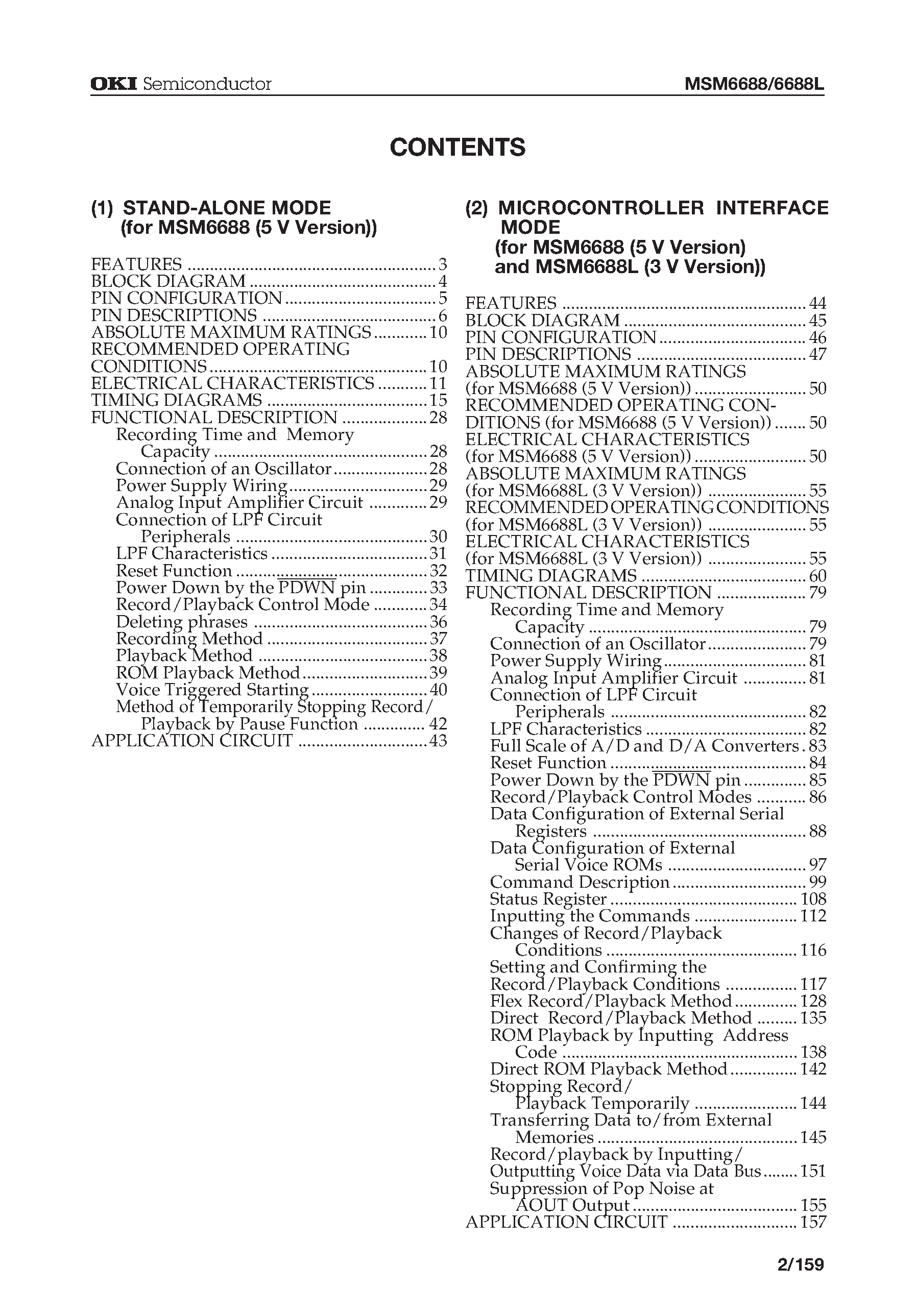 Даташит на микросхему MSM6688 страница 2 Даташит MSM6688 - ADPCM Solid-State Recorder IC страница 2