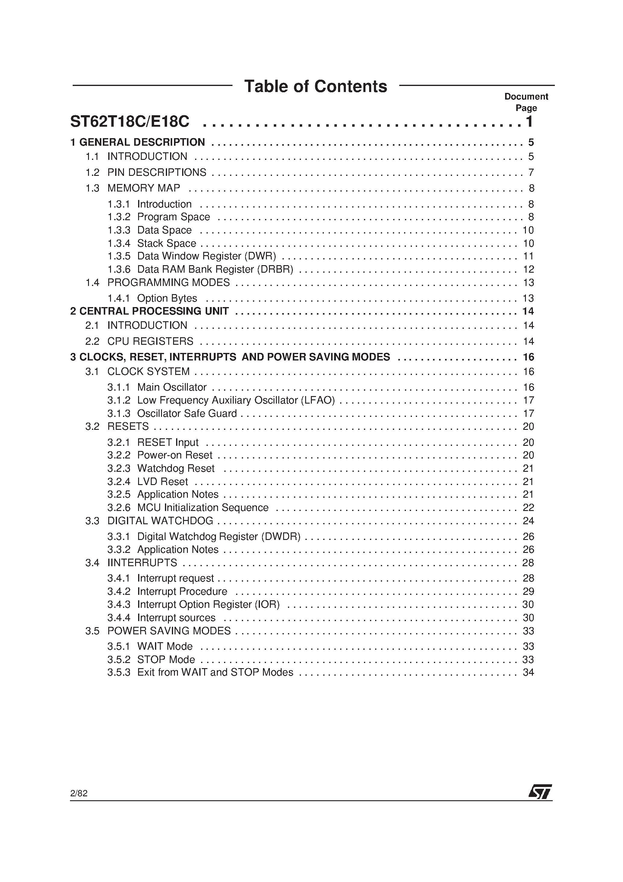 Datasheet ST6218C - 8-BIT MCUs WITH A/D CONVERTER page 2