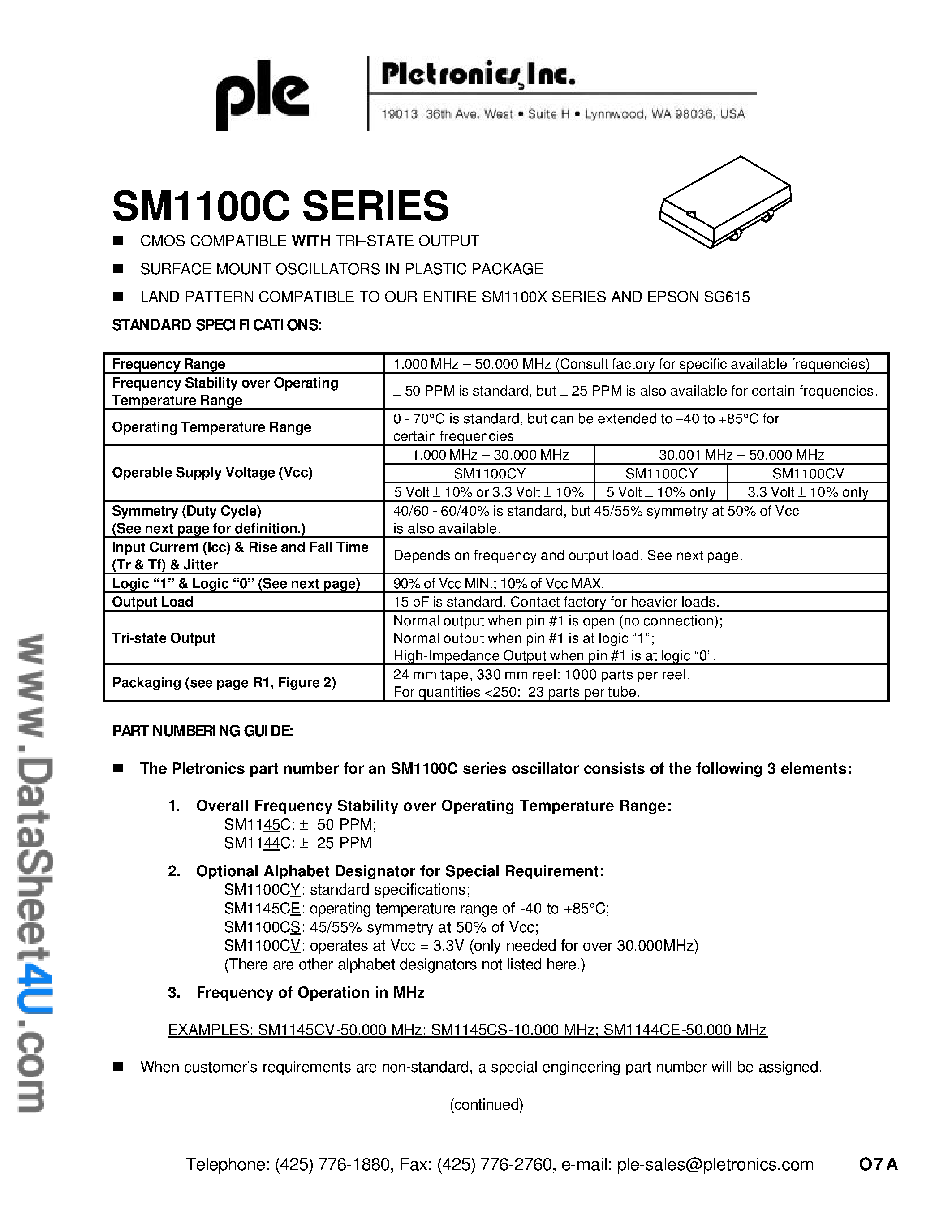 Даташит SM1145C - CMOS COMPATIBLE WITH TRI-STATE OUTPUT страница 1