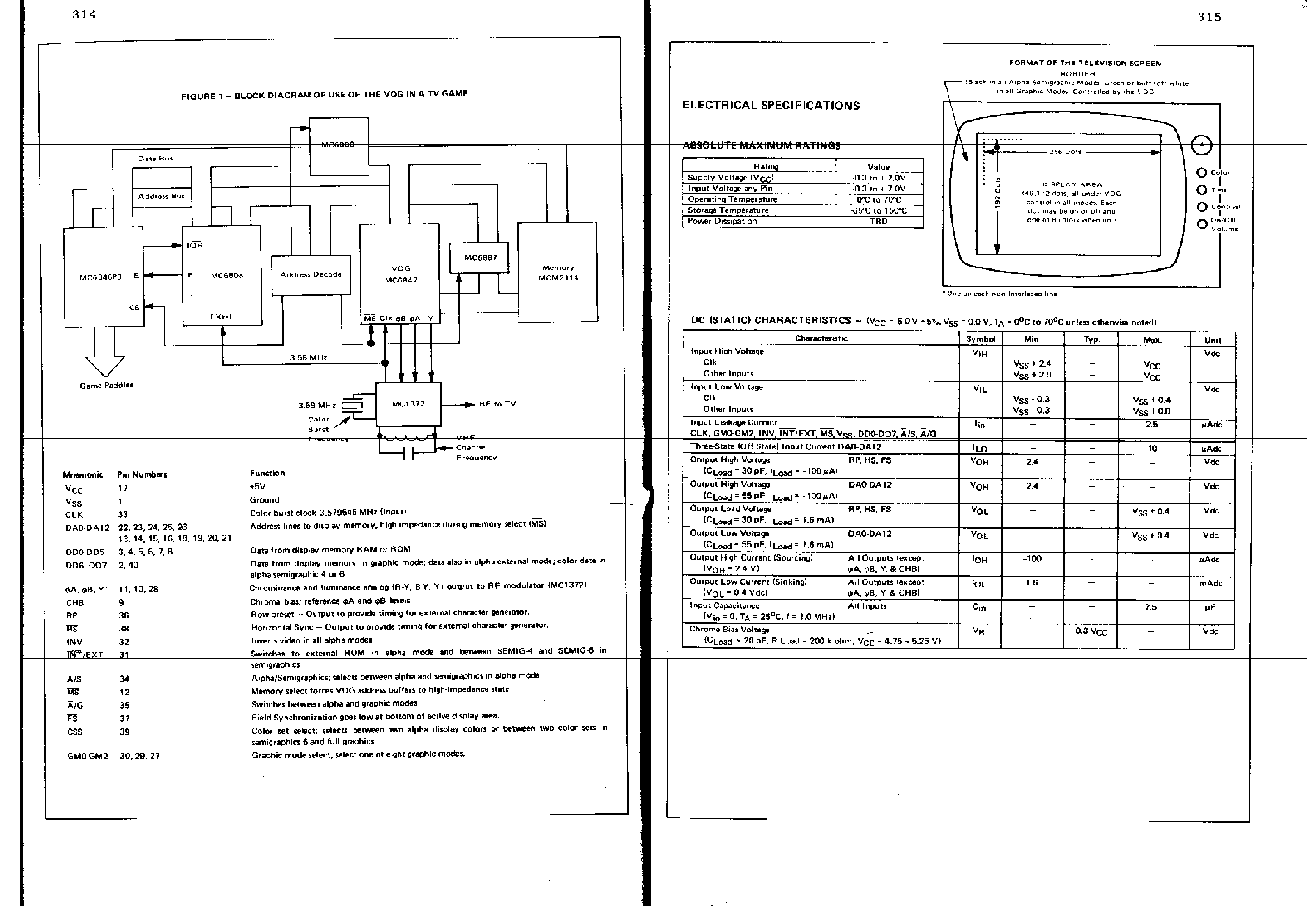 Datasheet MC6847 - VIDEO DISPLAY GENERATOR (VDG) page 2