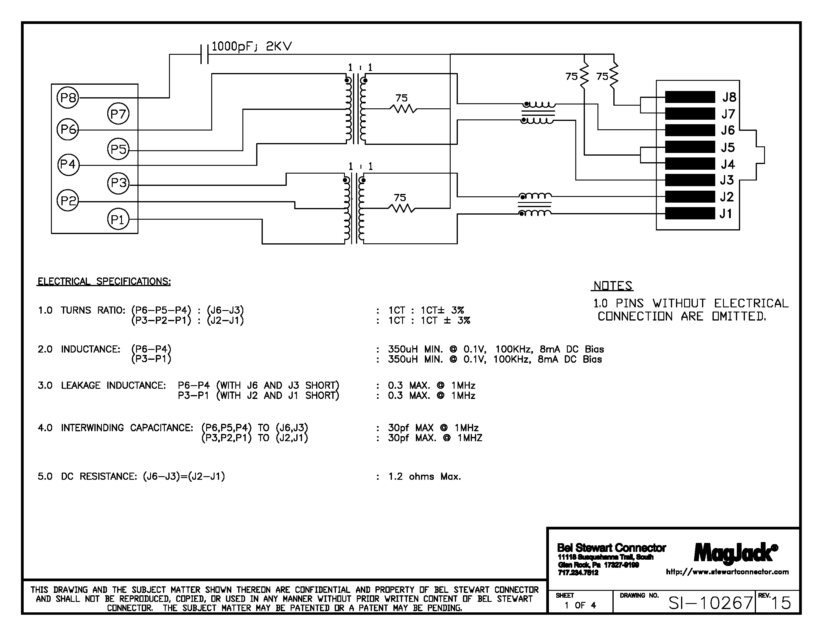 Даташит SI-10267 - BEL STEWART CONNECTOR страница 1