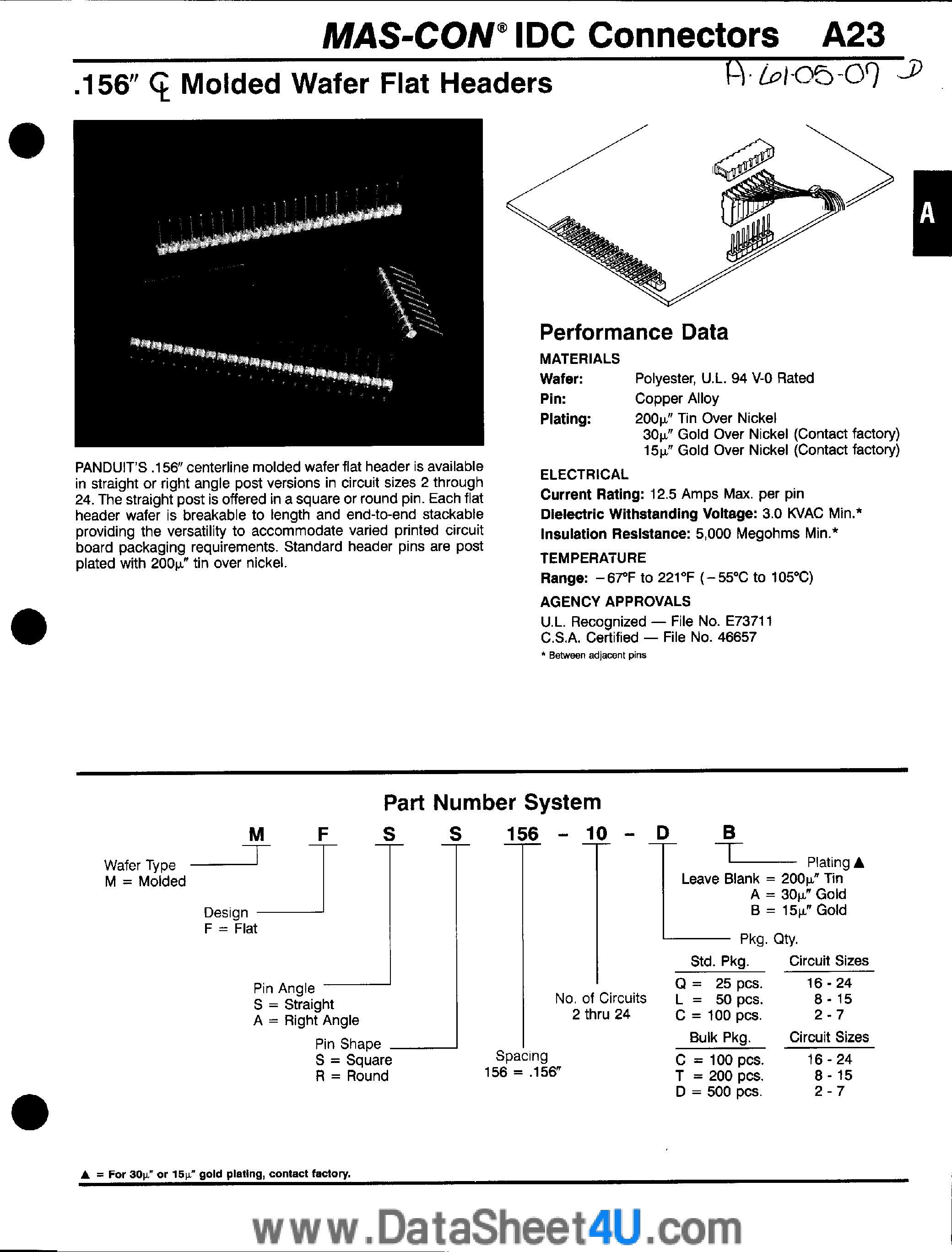 Datasheet MFSR156-xx - MAS-CON IDC Connectors page 1