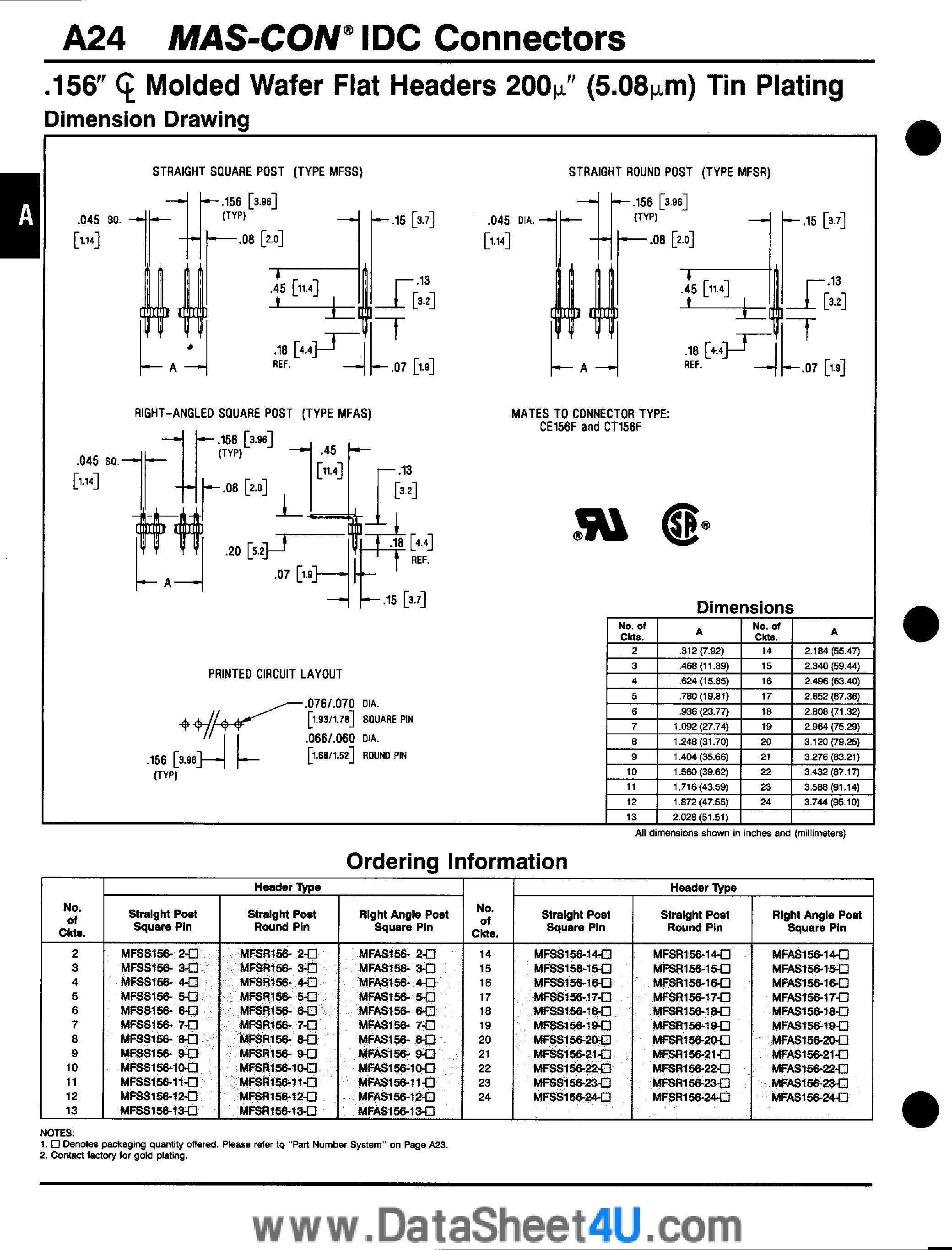 Datasheet MFSR156-xx - MAS-CON IDC Connectors page 2