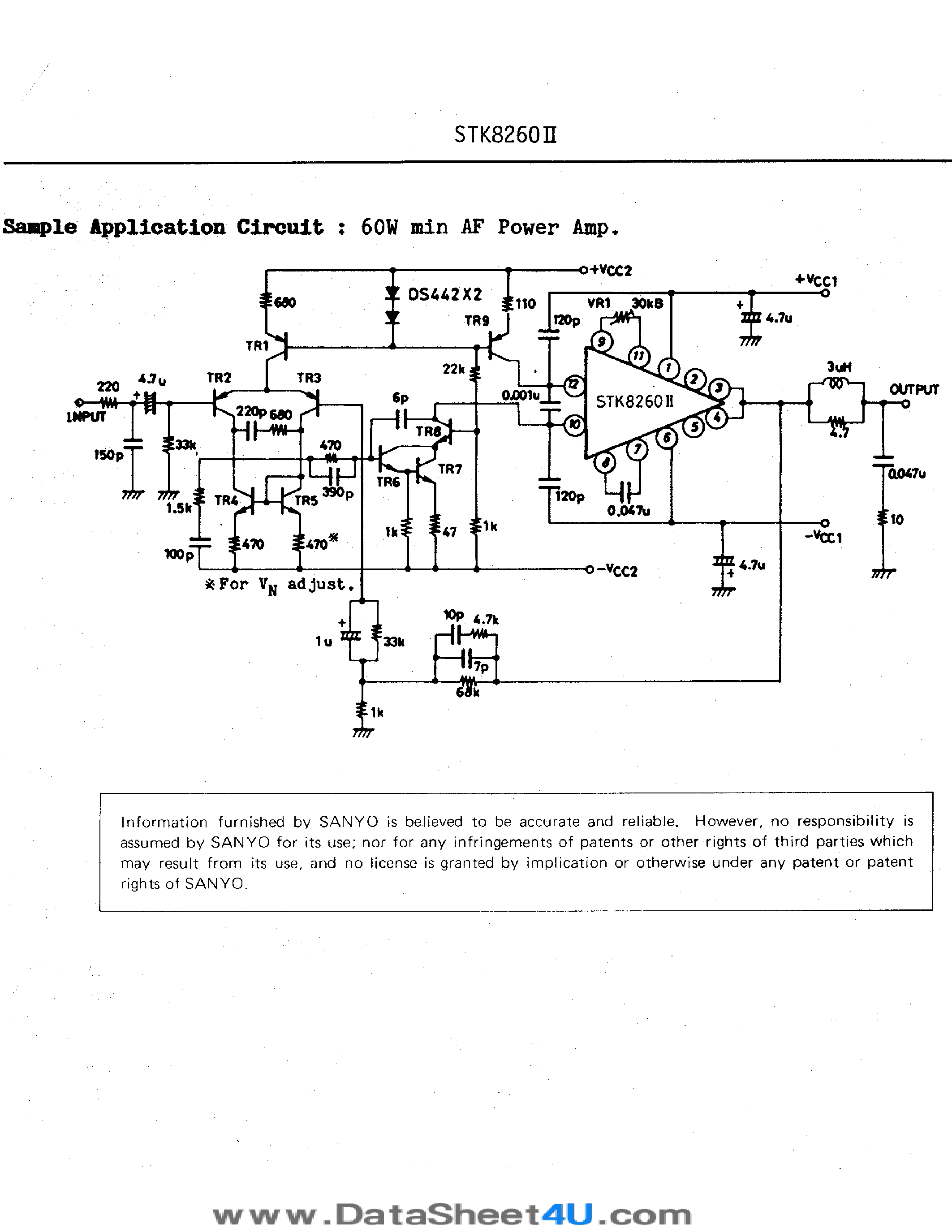 Datasheet STK8260II page 2 Datasheet STK8260II - 60W min AF Power Amp / Output Stage page 2