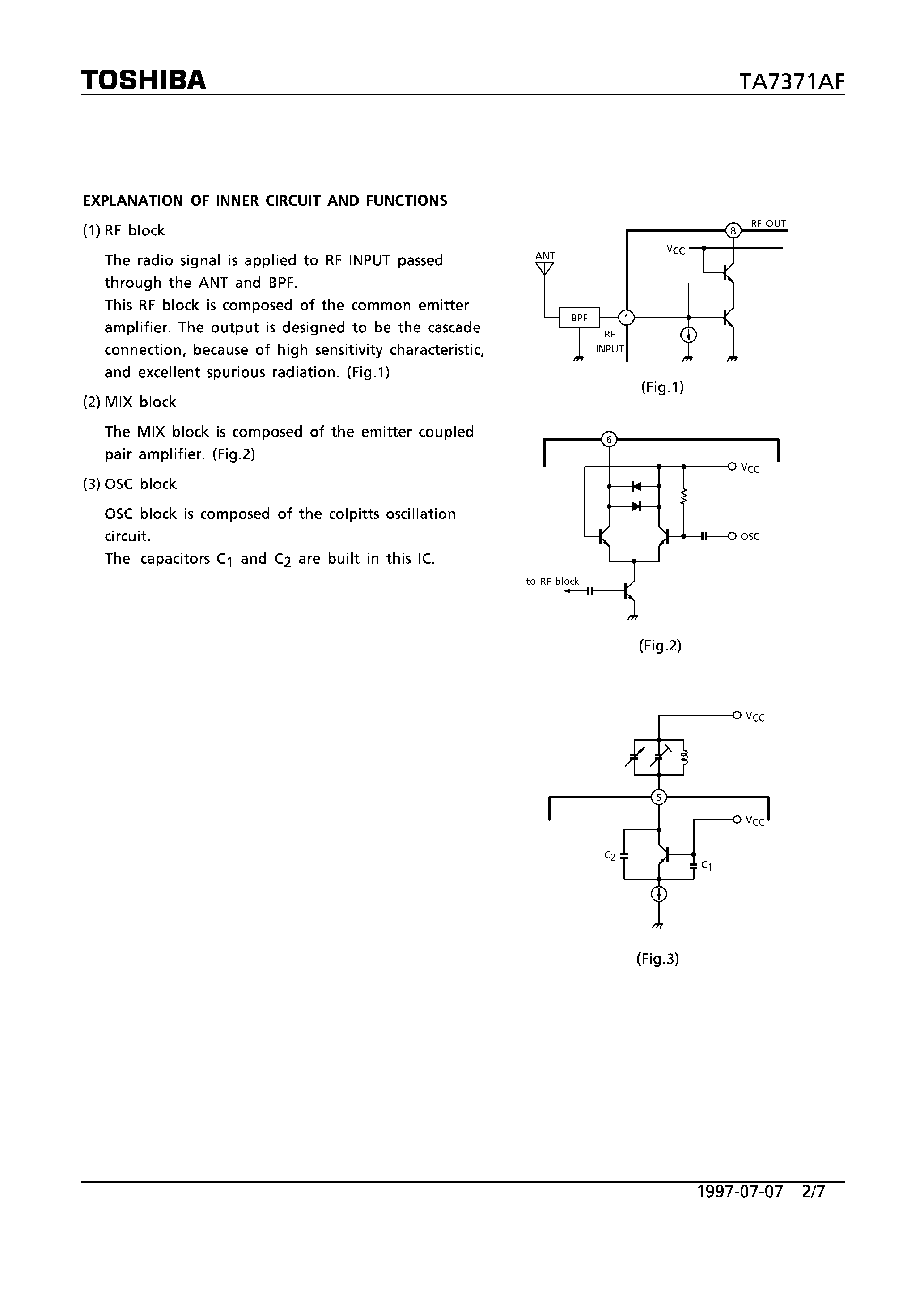 Datasheet TA7371AF - FM FRONT-END (1.5V USE) page 2