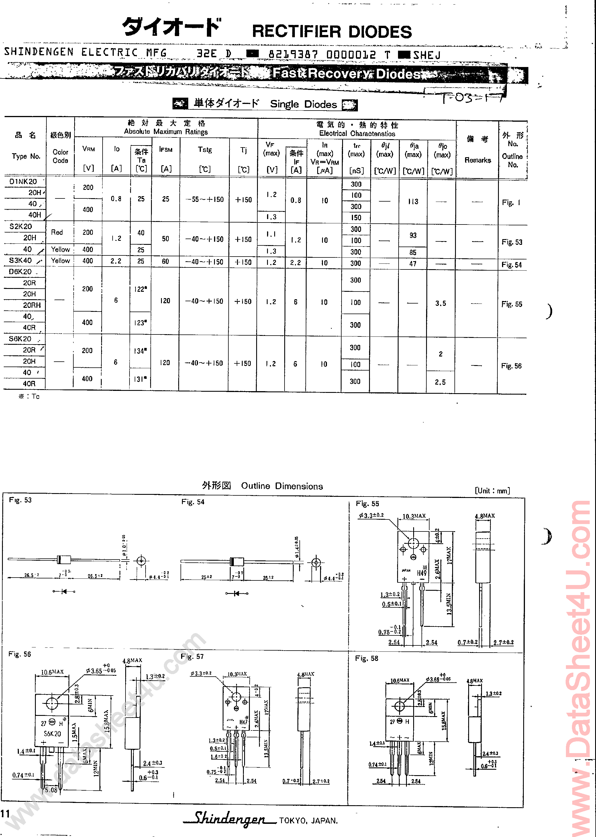 Даташит на микросхему D6K20 страница 1 Даташит D6K20 - (D6Kxx) Fast Recovery Diodes страница 1