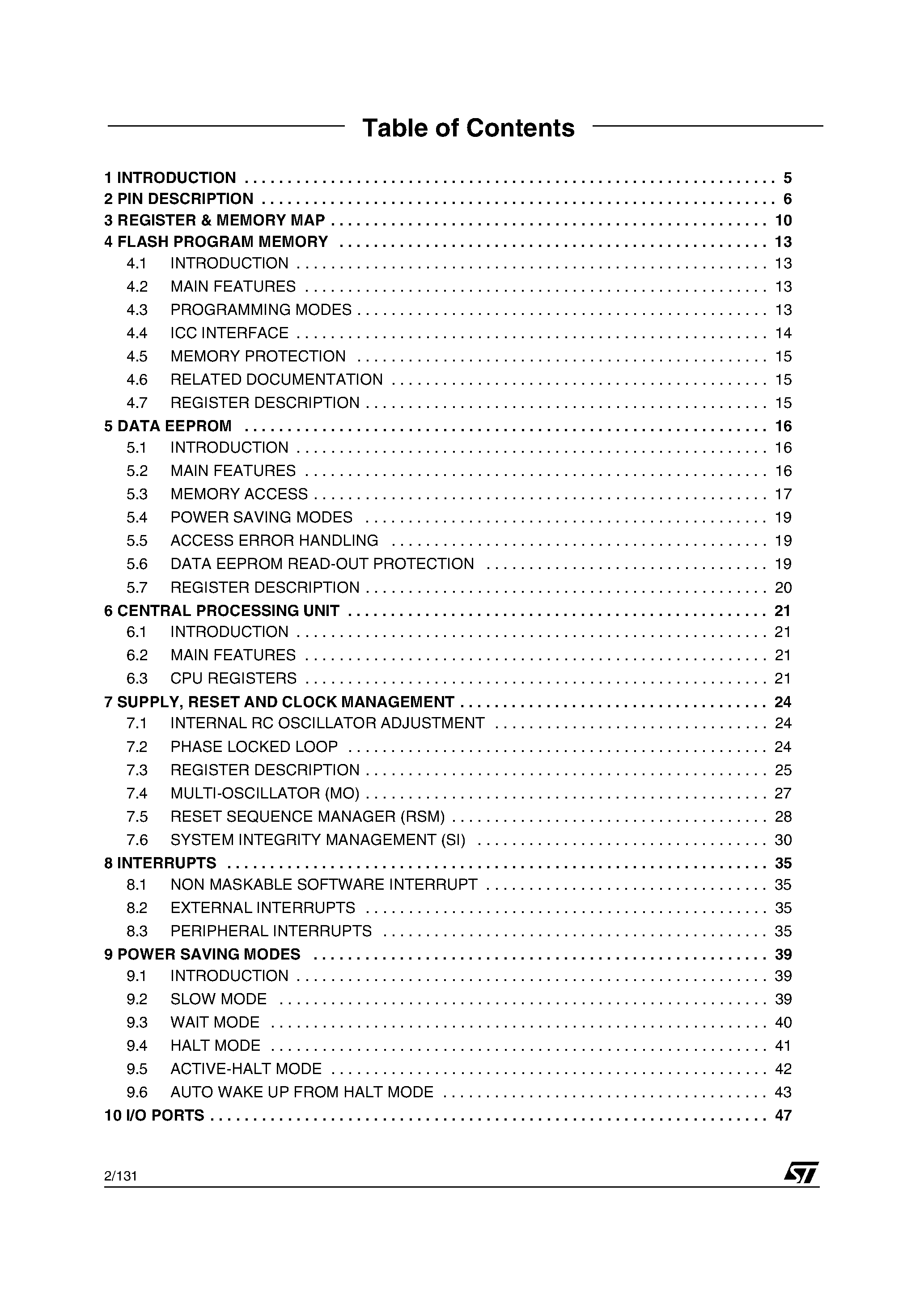Даташит ST7LITE1 - 8-BIT MCU WITH SINGLE VOLTAGE FLASH MEMORY страница 2