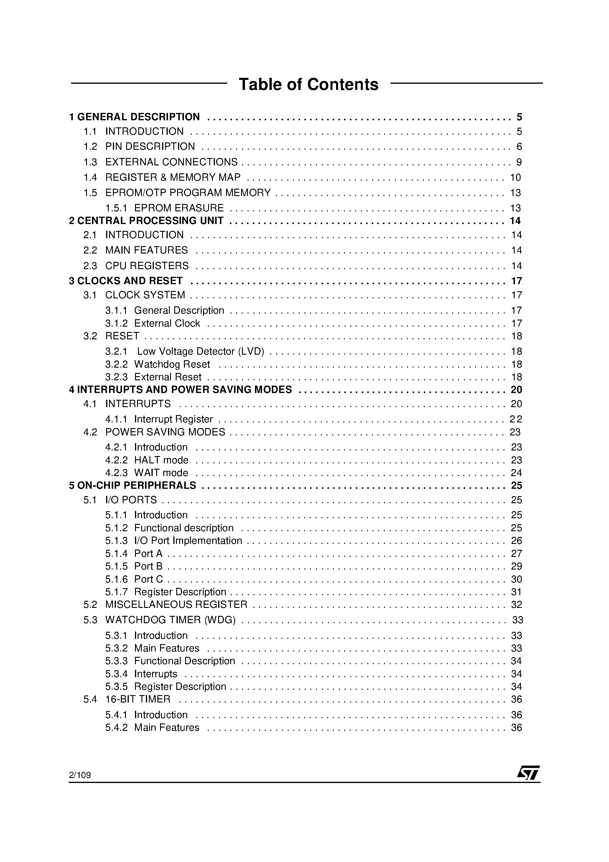 Datasheet ST7263 - LOW SPEED USB 8-BIT MCU FAMILY page 2