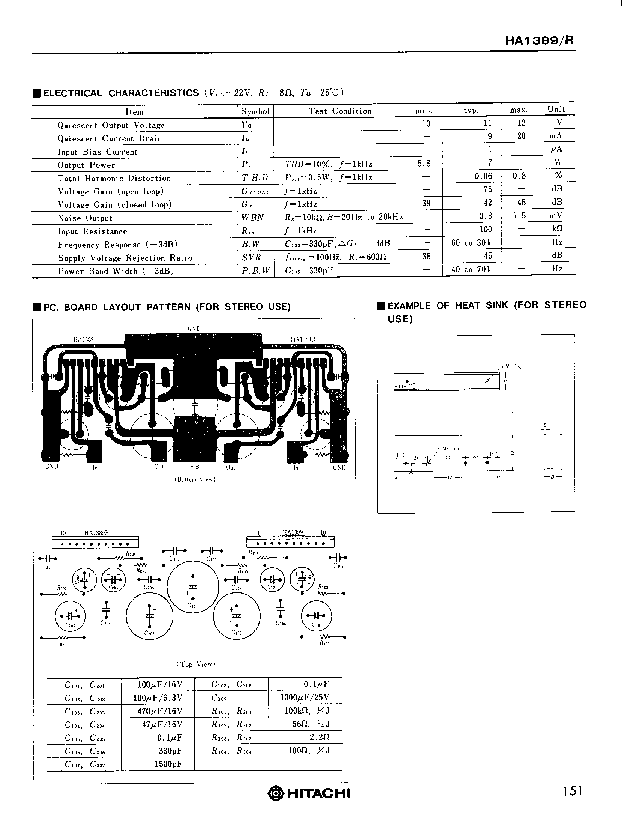 Даташит HA1389 - 4 to 7W Audio Power Amplifier страница 2