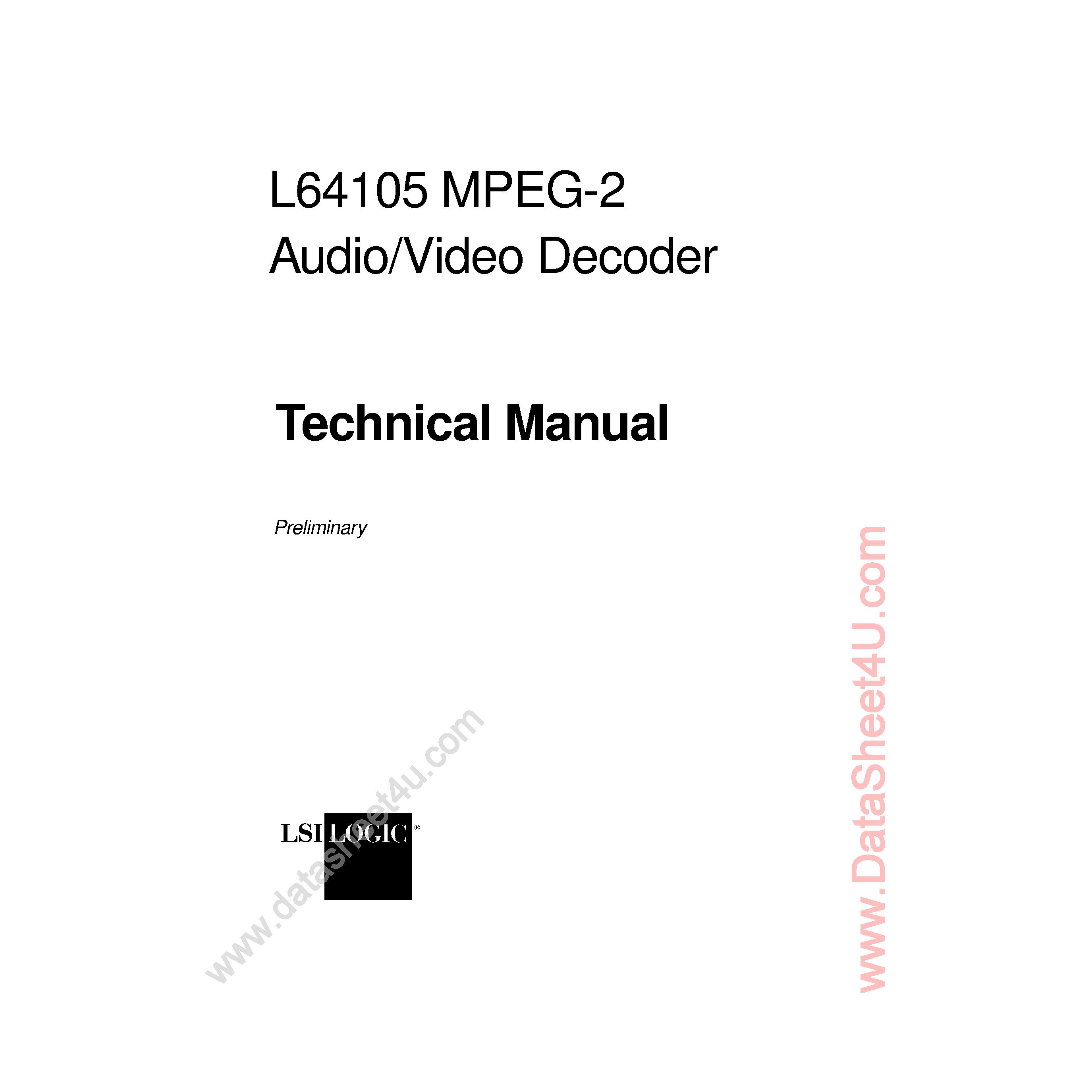 Datasheet L64105 - MPEG-2 Audio / Video Decoder page 1