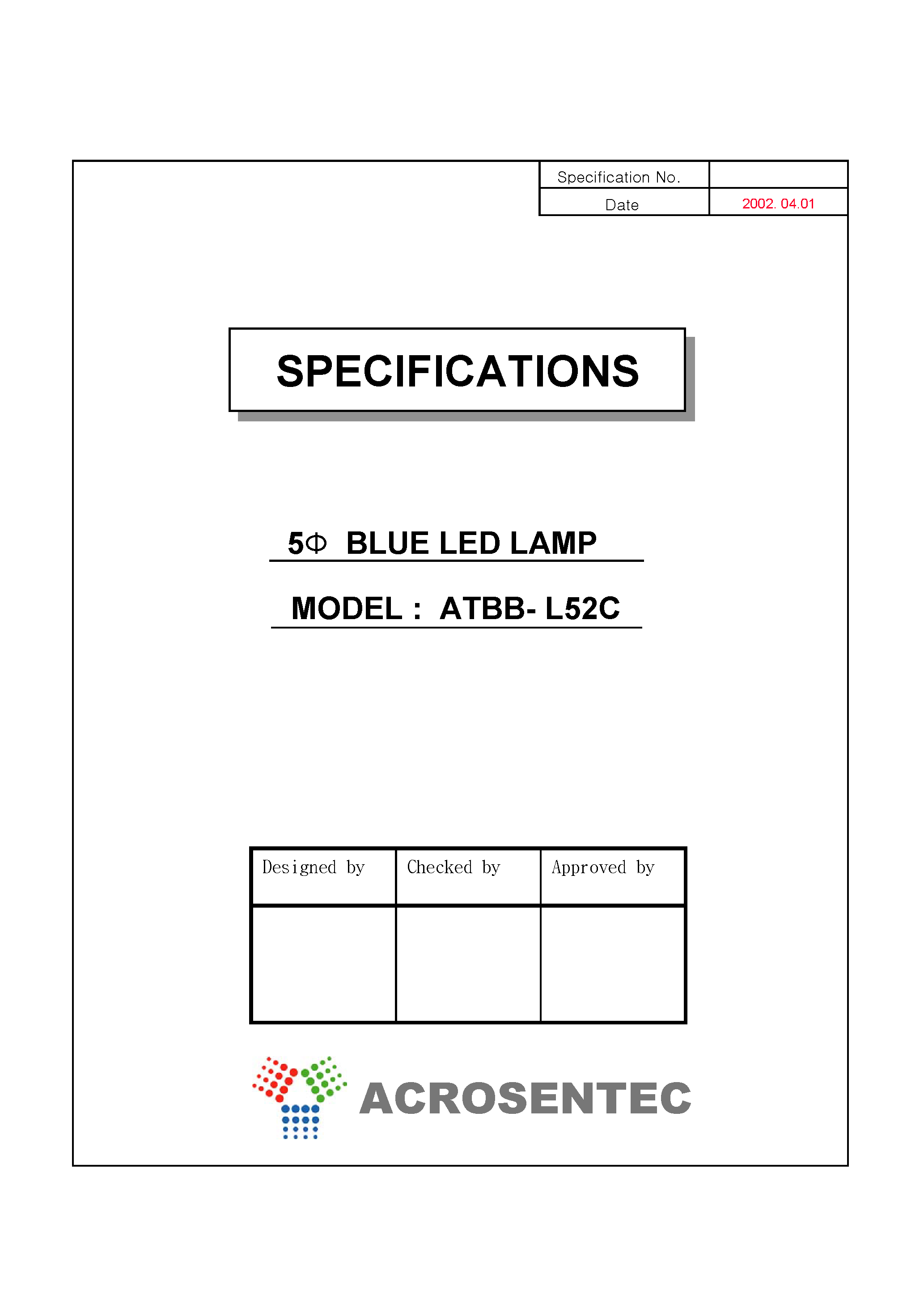 Datasheet ATBB-L52C - 5 BLUE LED LAMP page 1