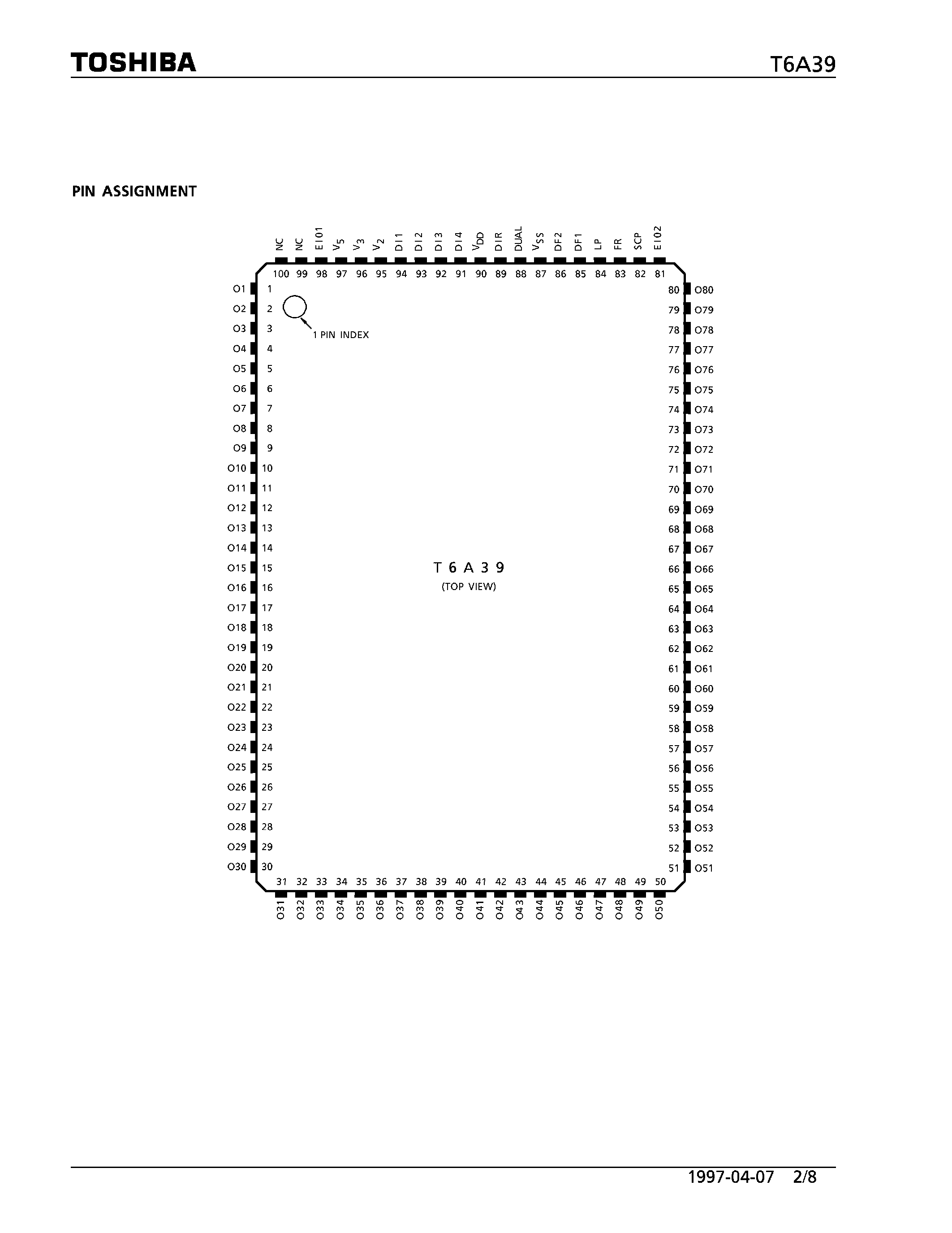 Datasheet T6A39 - COLUMN DRIVER FOR A DOT MATRIX LCD page 2