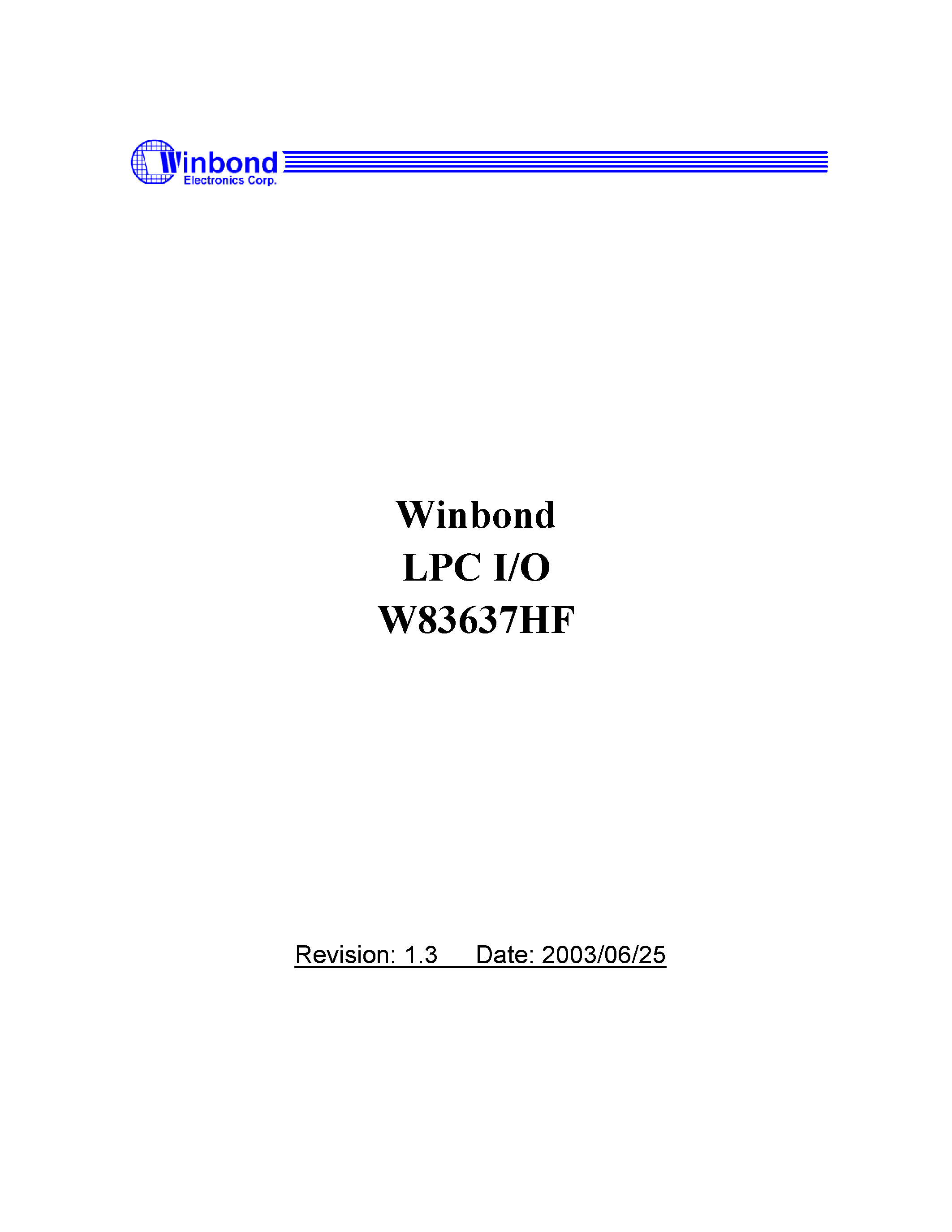 Datasheet W83637HF - LPC I/O page 1