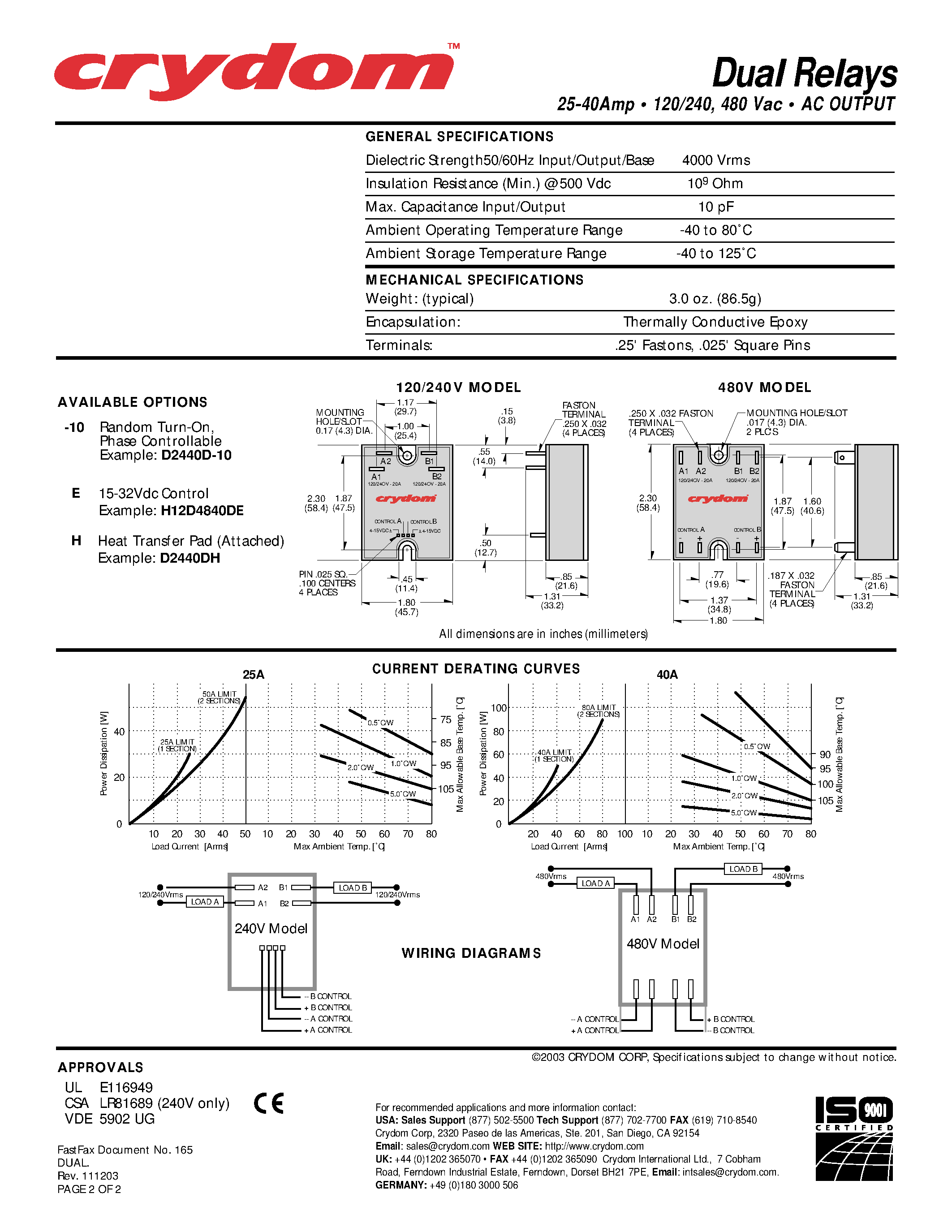 Datasheet H12D4825D - (H12D48xx) Dual Relays page 2