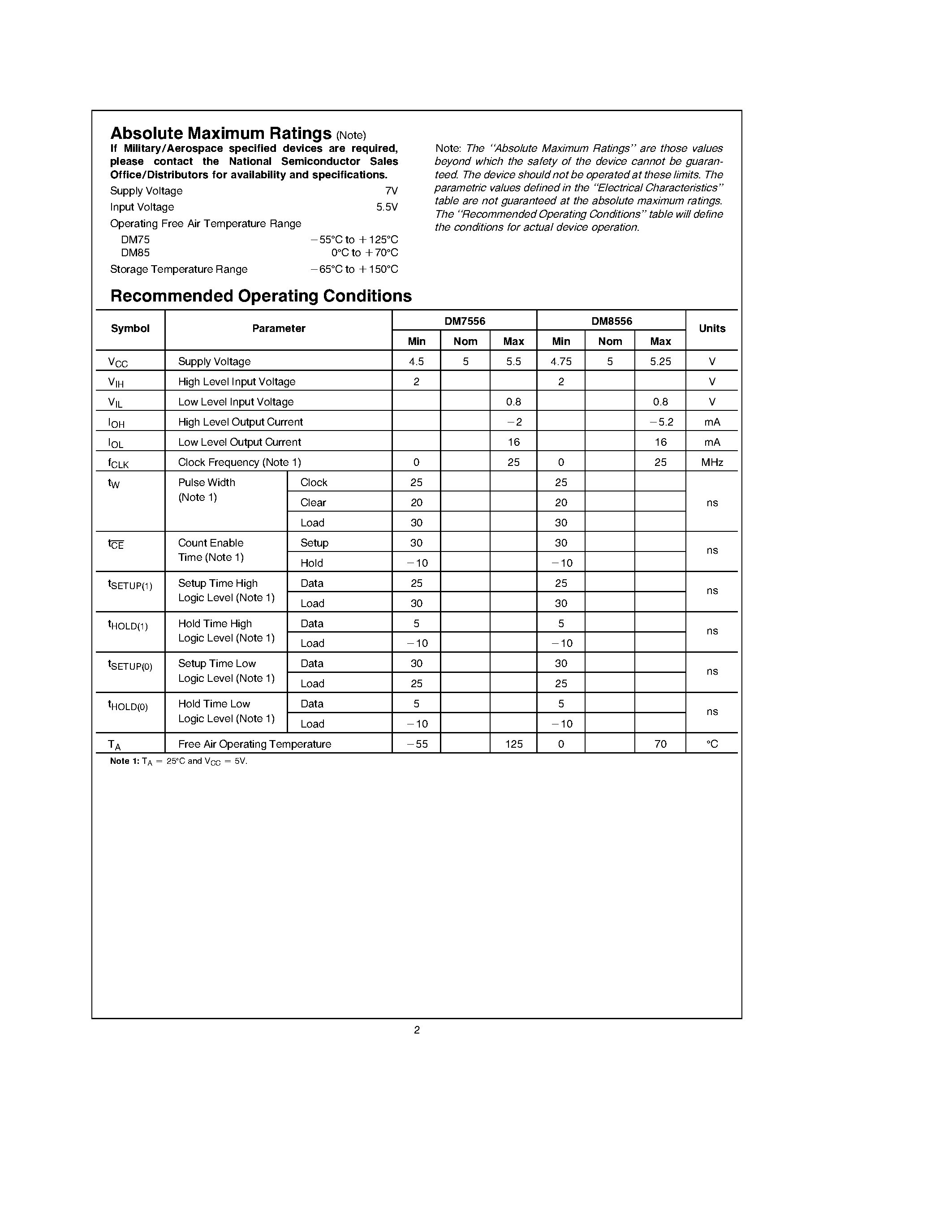 Datasheet DM8556 - TRI-STATE Programmable Binary Counters page 2