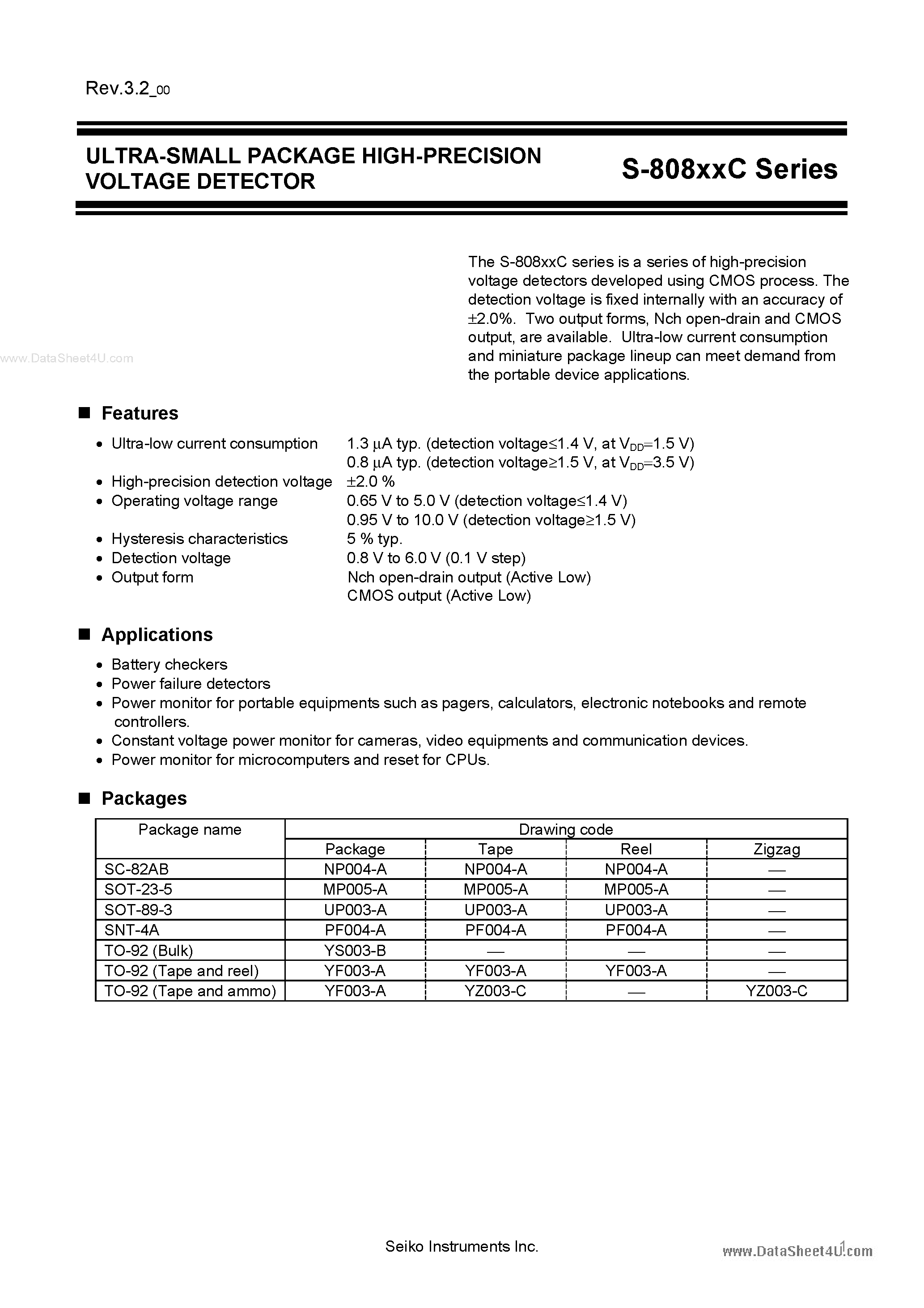 Datasheet S80830 - Search -----> S-80830 page 1