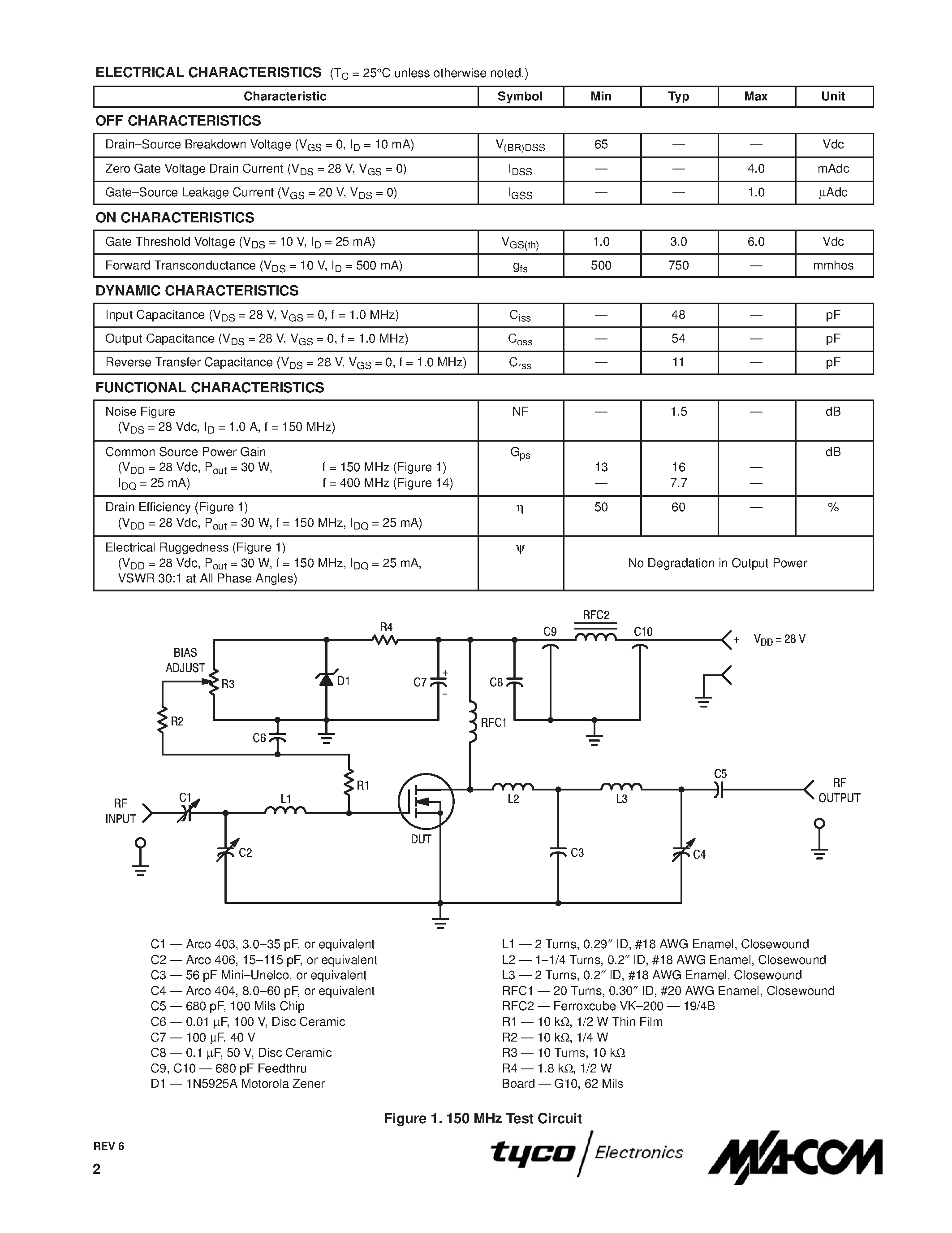 Datasheet MRF137 - N-CHANNEL MOS BROADBAND RF POWER FET page 2